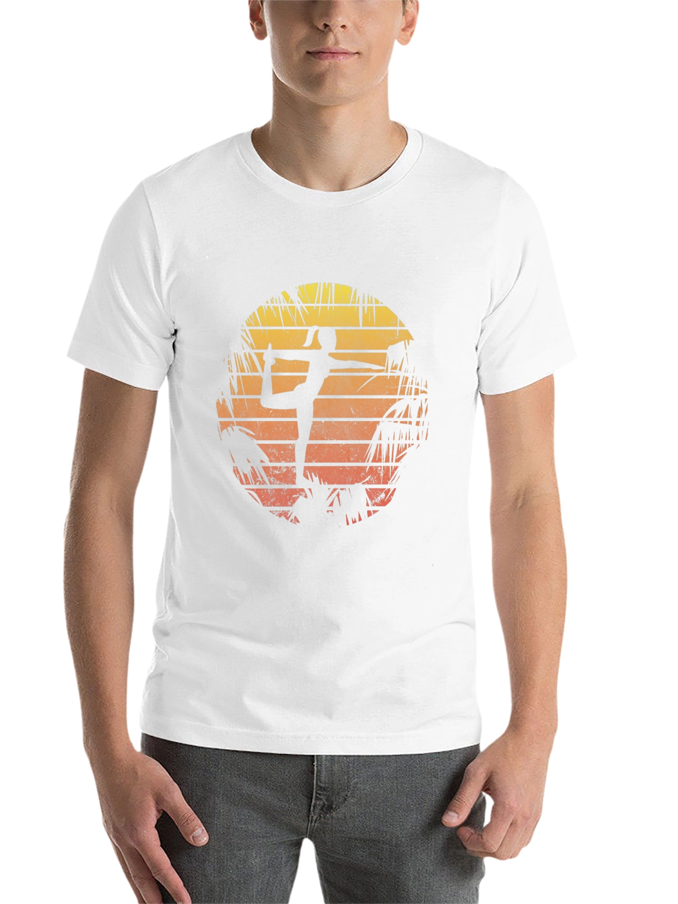 Black Yoga Pose Sunset Graphic T-Shirt view 14