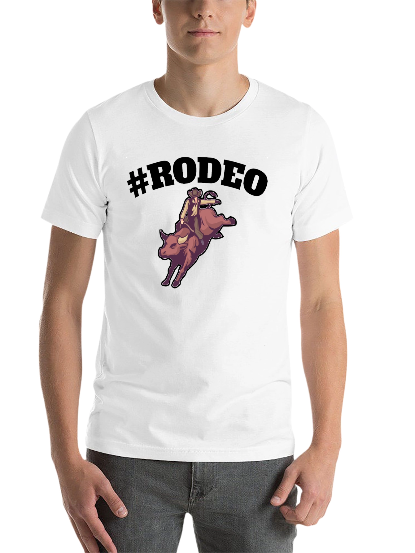 Black Rodeo Bull Riding Graphic T-Shirt view 14