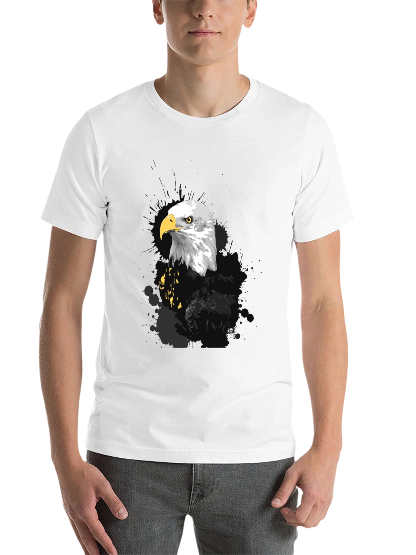 Black Eagle Graphic Print Men's Black T-Shirt view 14