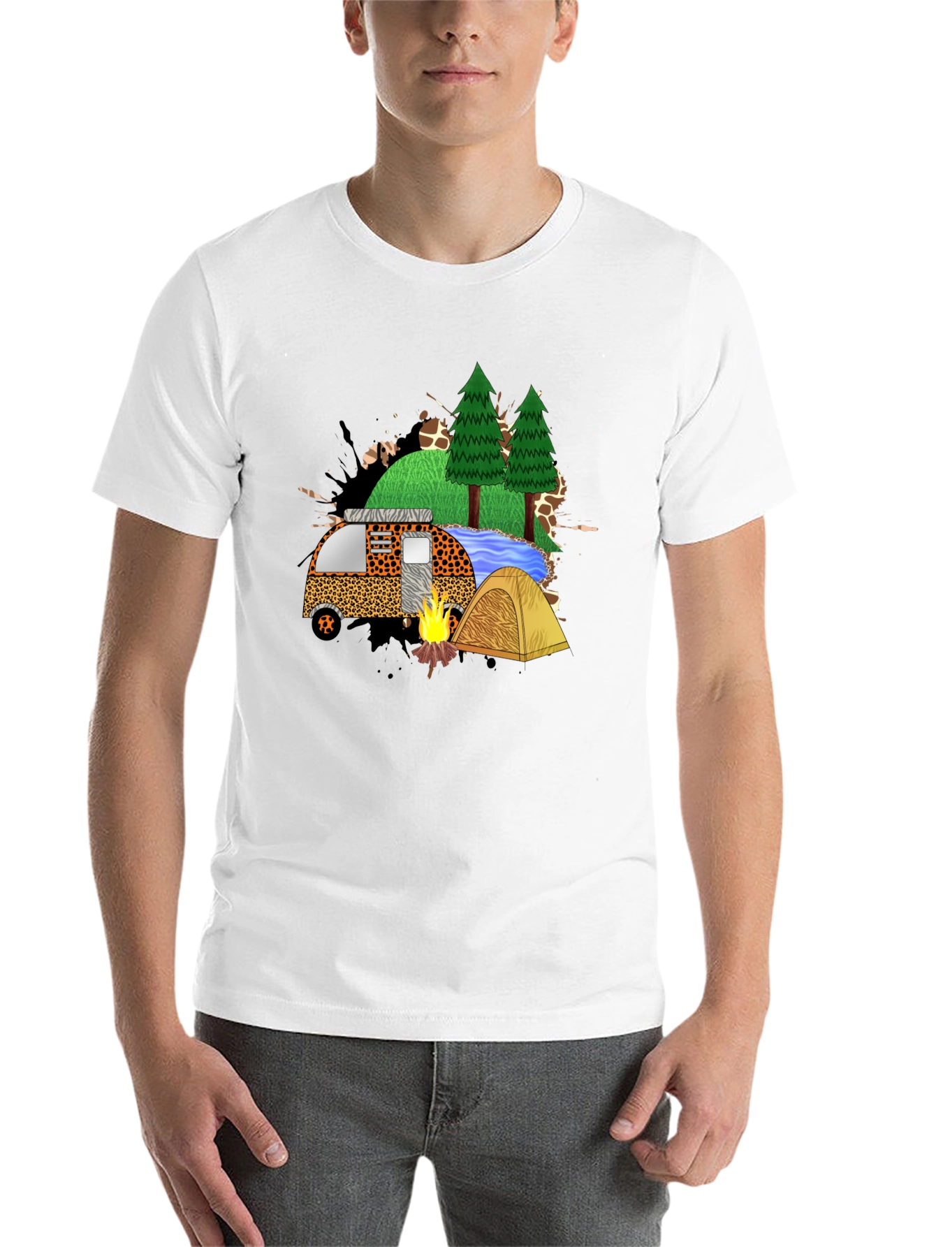 Black Camping Adventure Black Graphic T-Shirt view 14