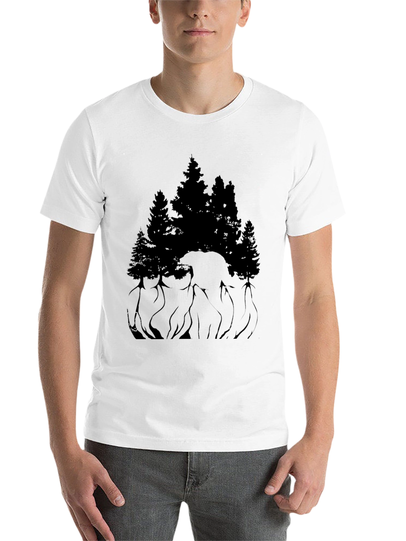 Black Black Bear & Forest Graphic Tee view 14