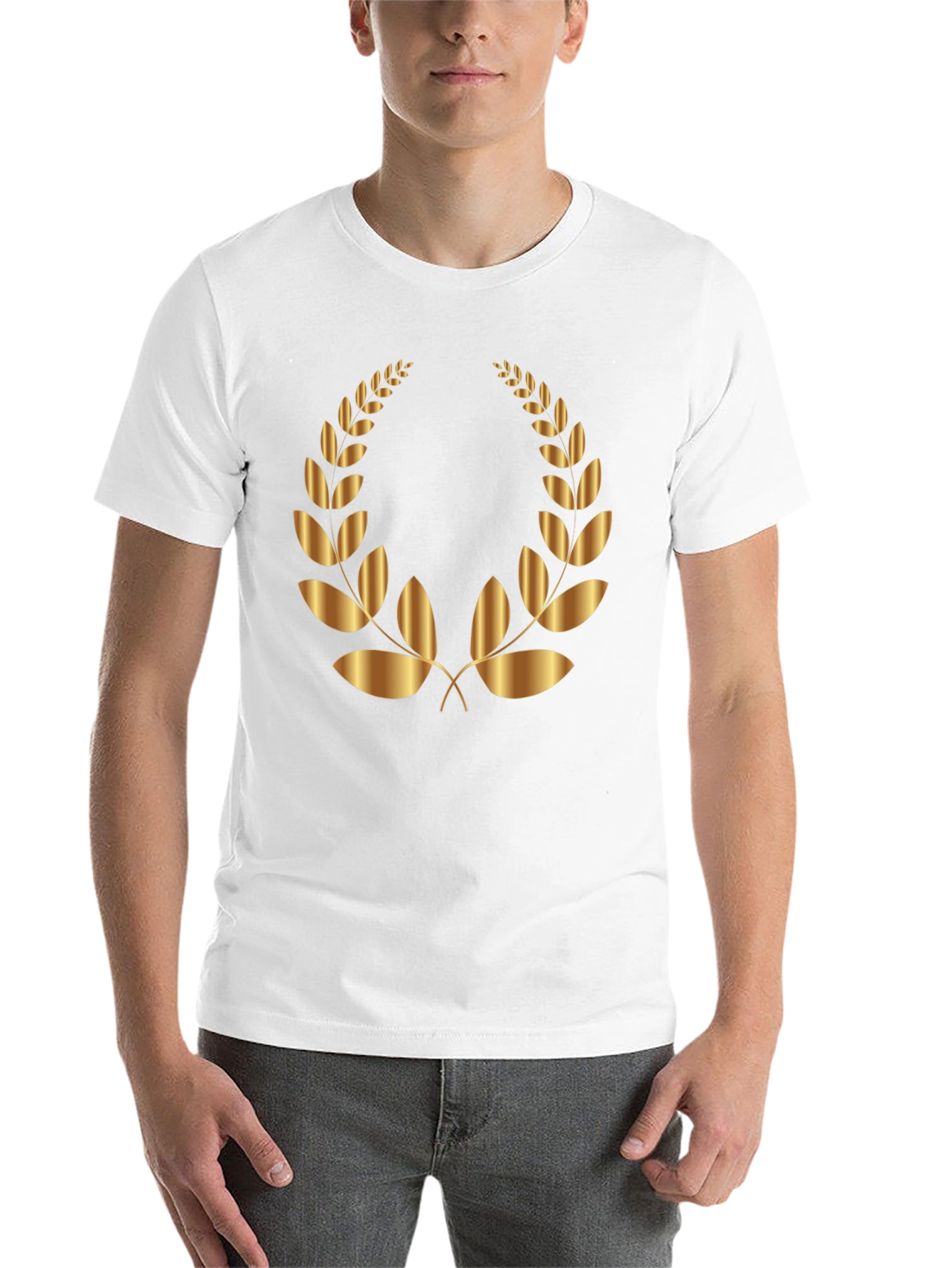 Black Gold Laurel Wreath Graphic Black T-Shirt view 14