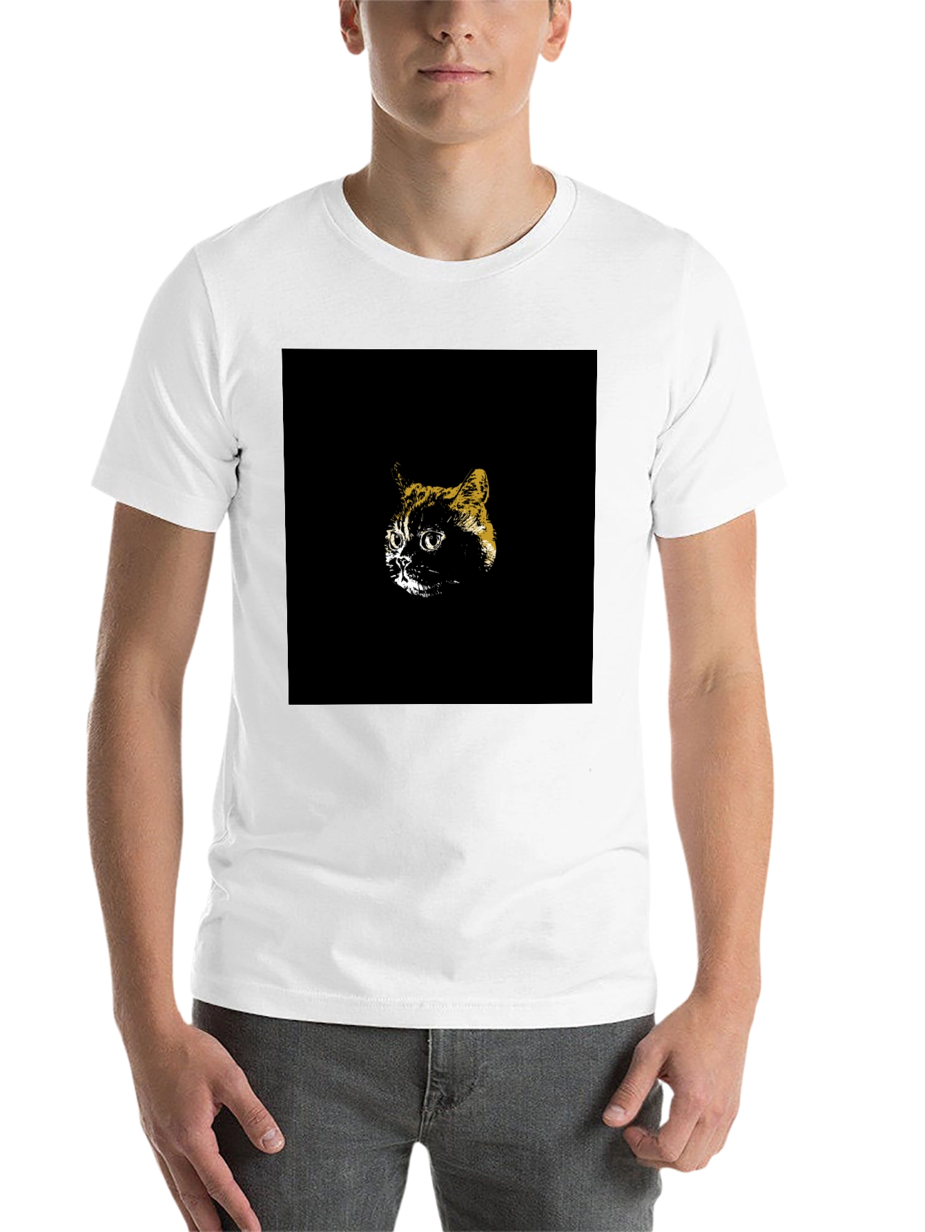 Black Cool Cat Graphic Tee - Black Cotton T-Shirt view 14
