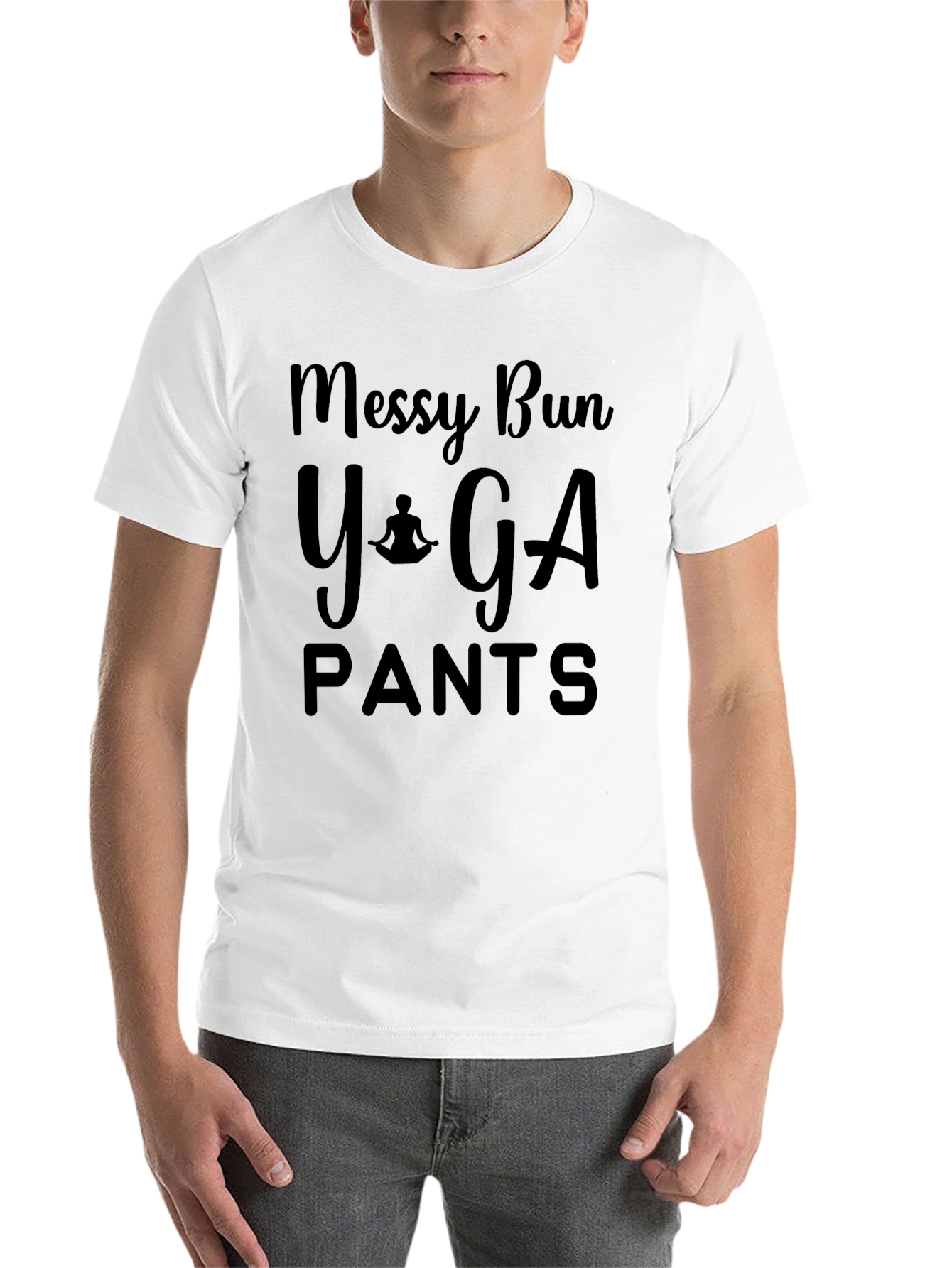 Black Messy Bun Yoga Pants Black T-Shirt view 14