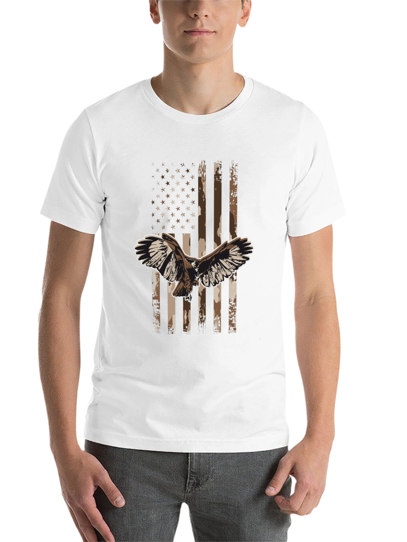 Black American Flag Eagle Graphic Tee - Black view 14