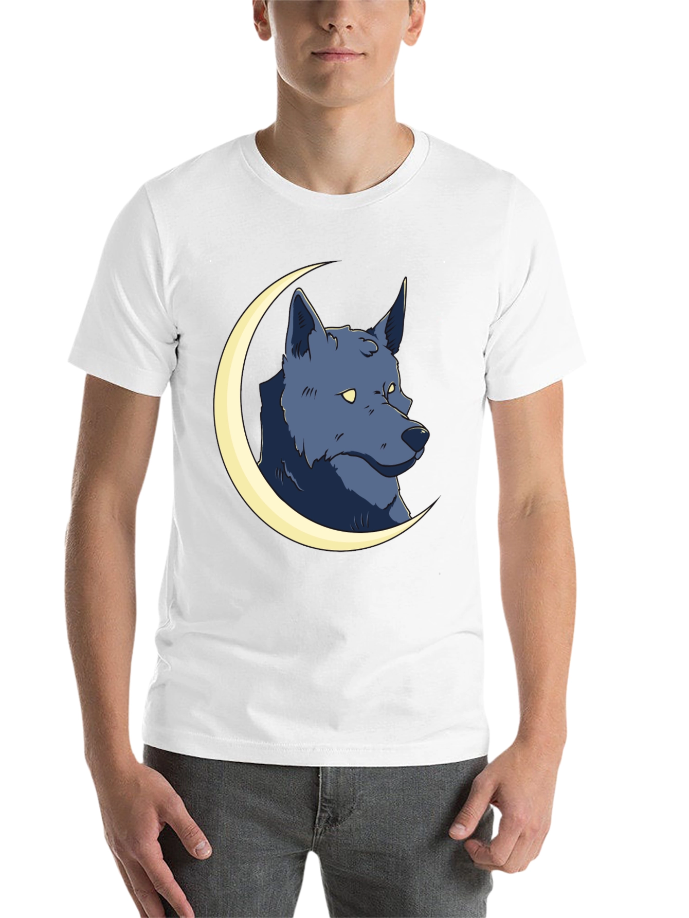 Black Wolf Moon Graphic Tee - Black Cotton T-Shirt view 14