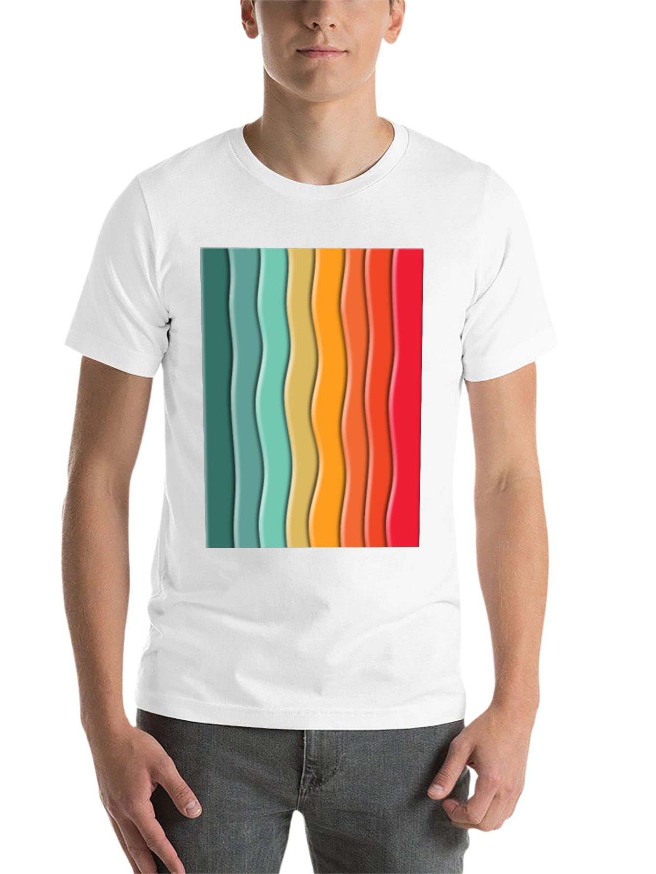 Black Retro Stripe Tee - Vintage Style T-Shirt view 14