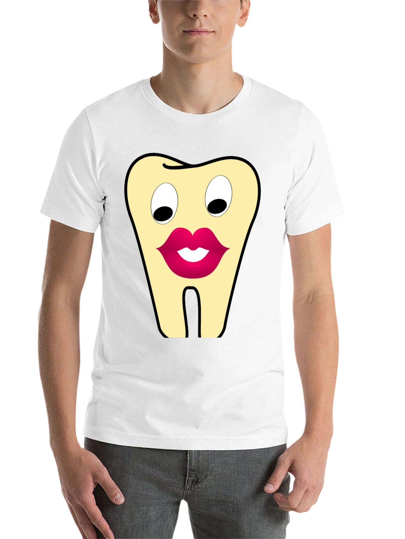 Black Funny Tooth Cartoon Graphic T-Shirt view 14