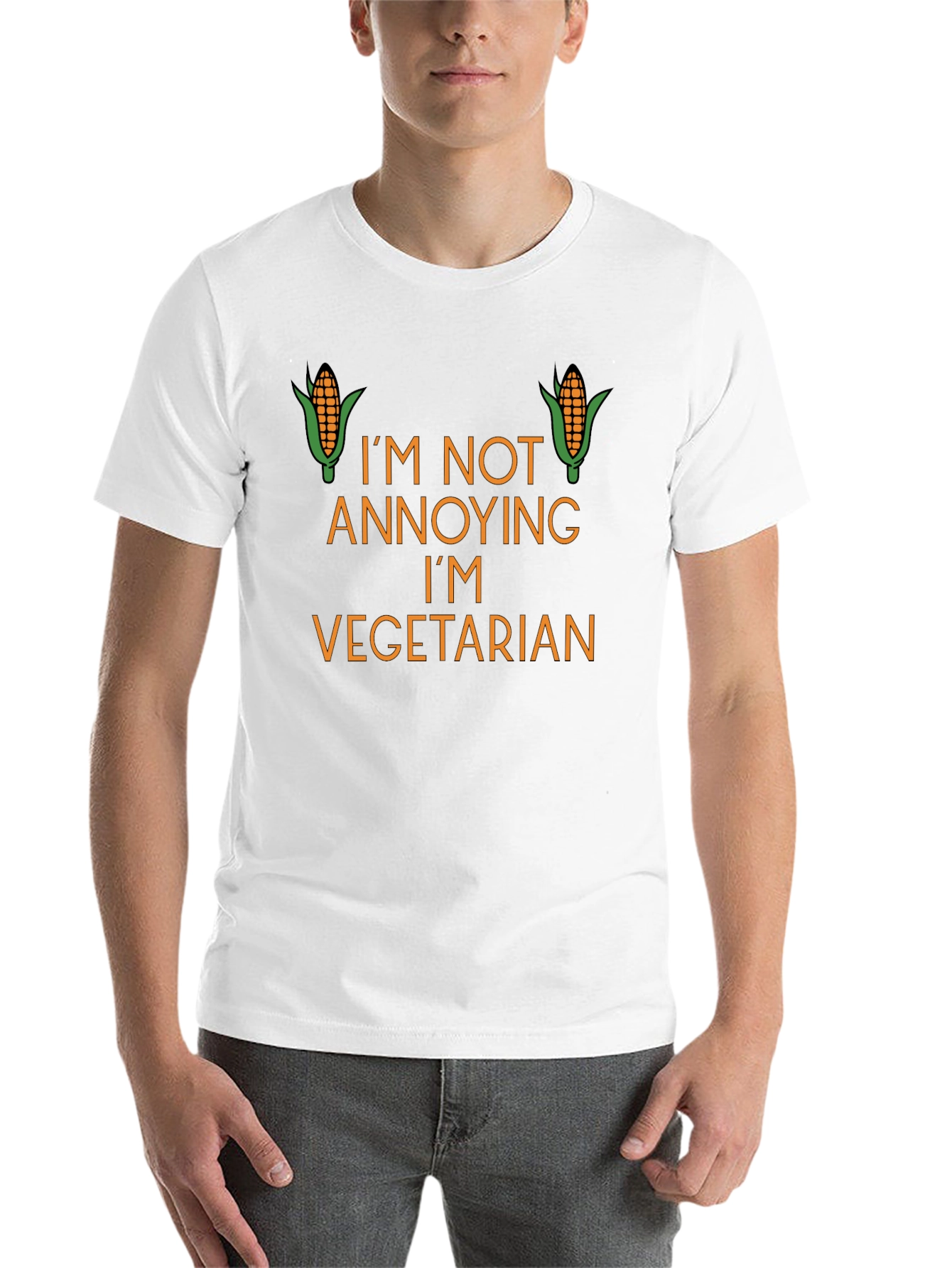 Black Funny Vegetarian Graphic Tee - Black Cotton T-Shirt view 14