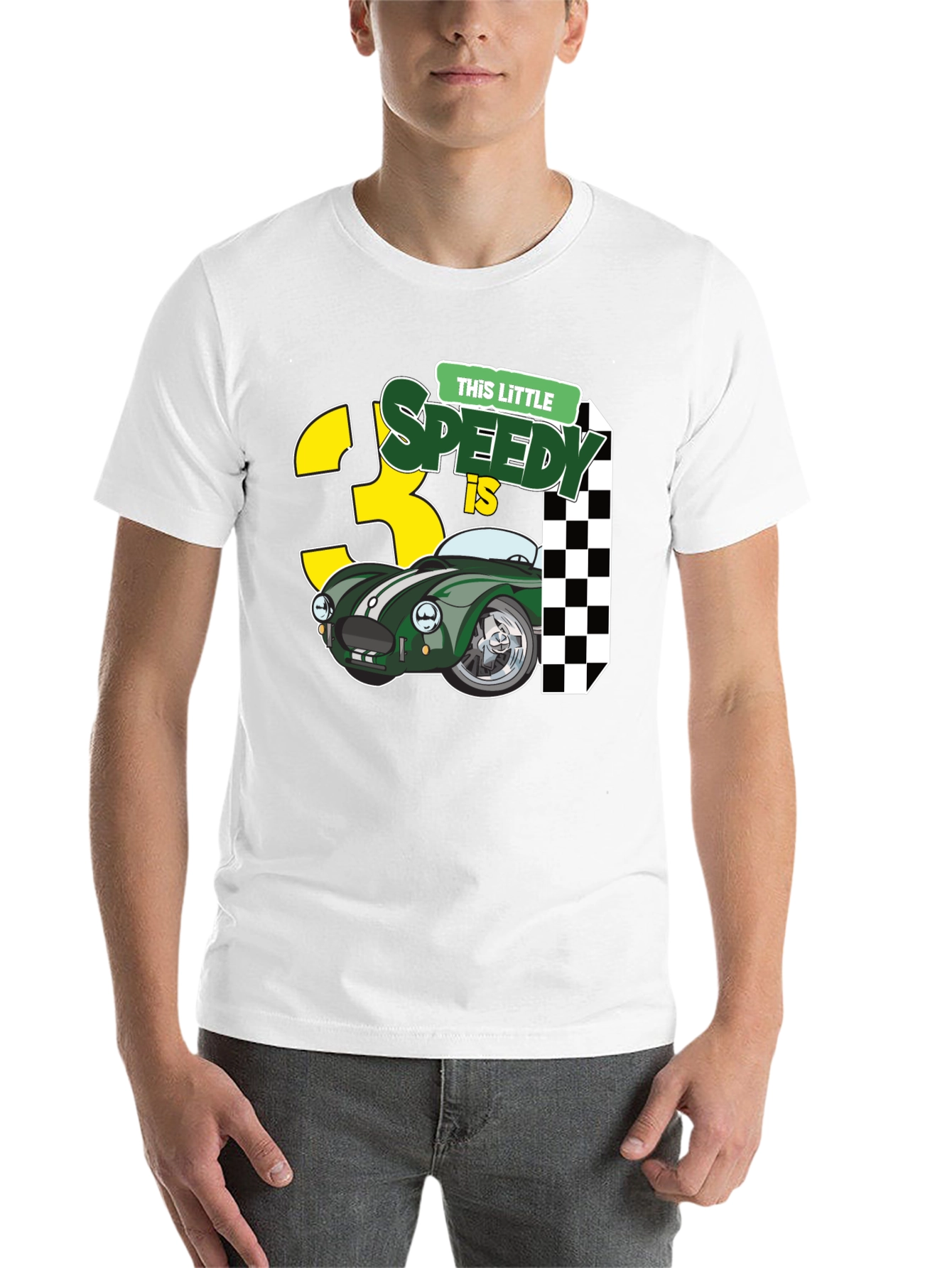 Black Little Speedy is 3 T-Shirt - Racing Car 3rd Birthday Tee view 14