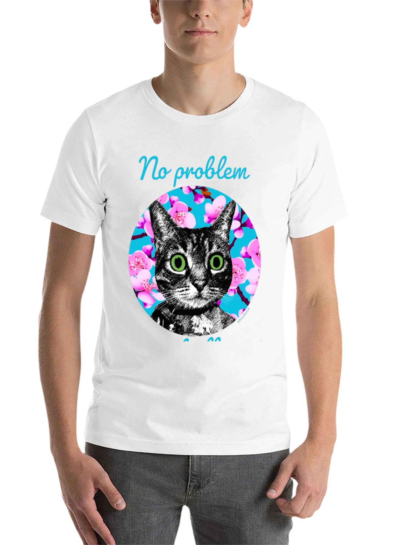 Black No Problem Cat Graphic T-Shirt - Black view 14