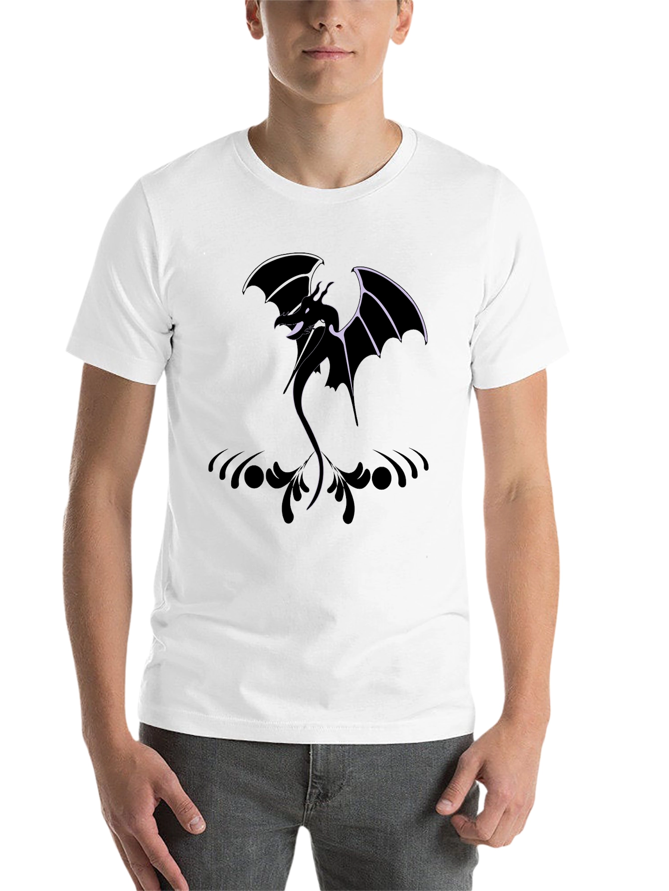 Black Dragon Graphic Black T-Shirt for Men view 14