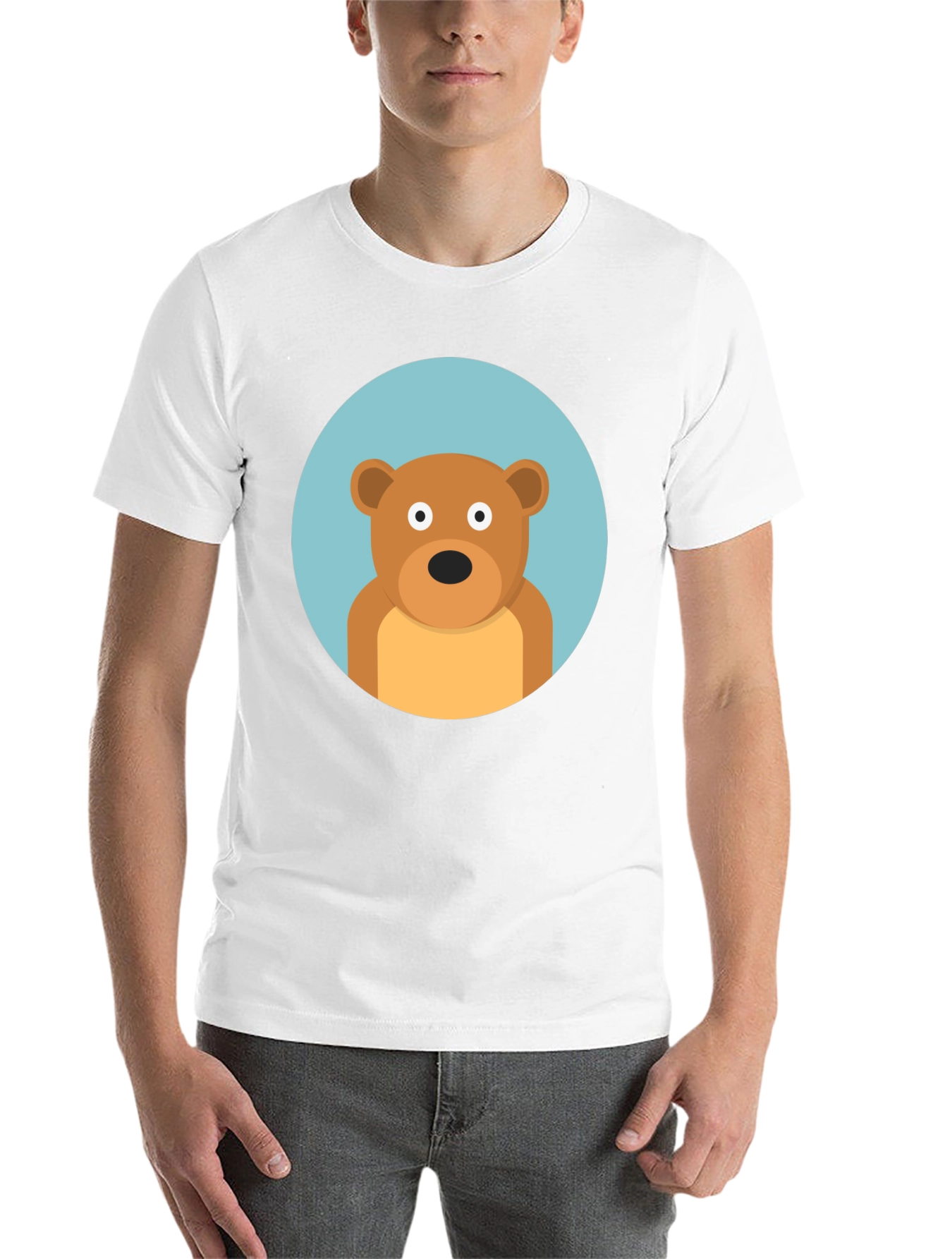 Black Cute Cartoon Bear Graphic Black T-Shirt view 14