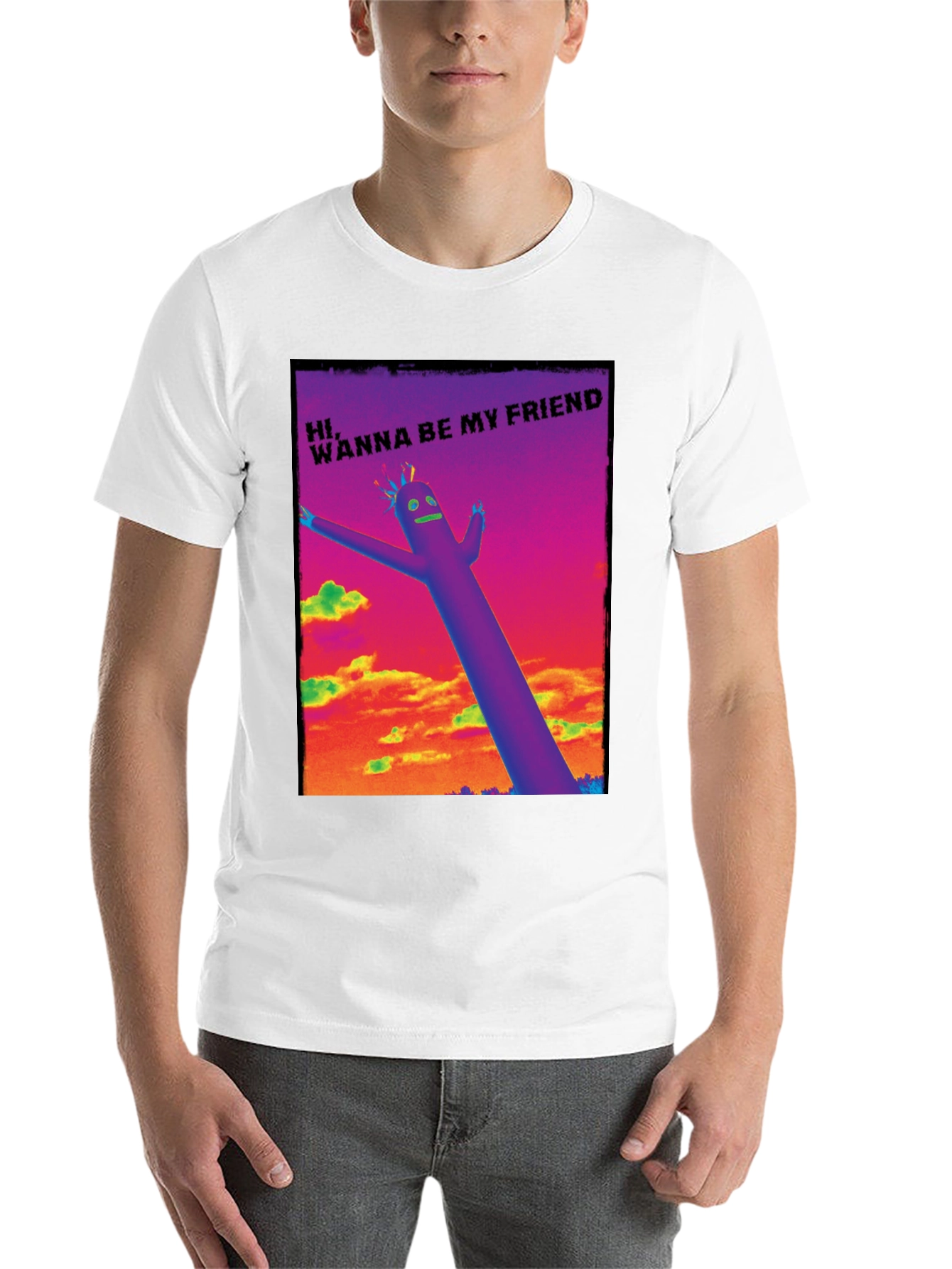 Black Wacky Waving Inflatable Arm Flailing Tube Man T-Shirt view 14