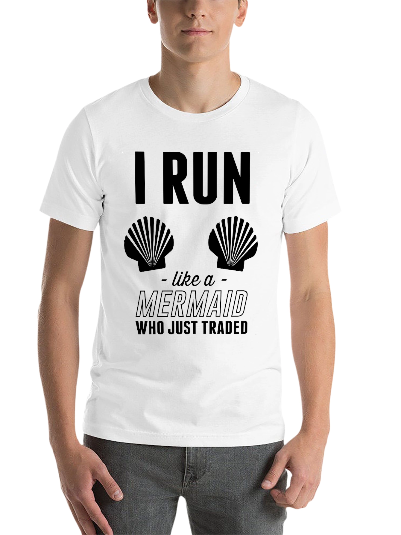 Black I Run Like A Mermaid Black T-Shirt view 14