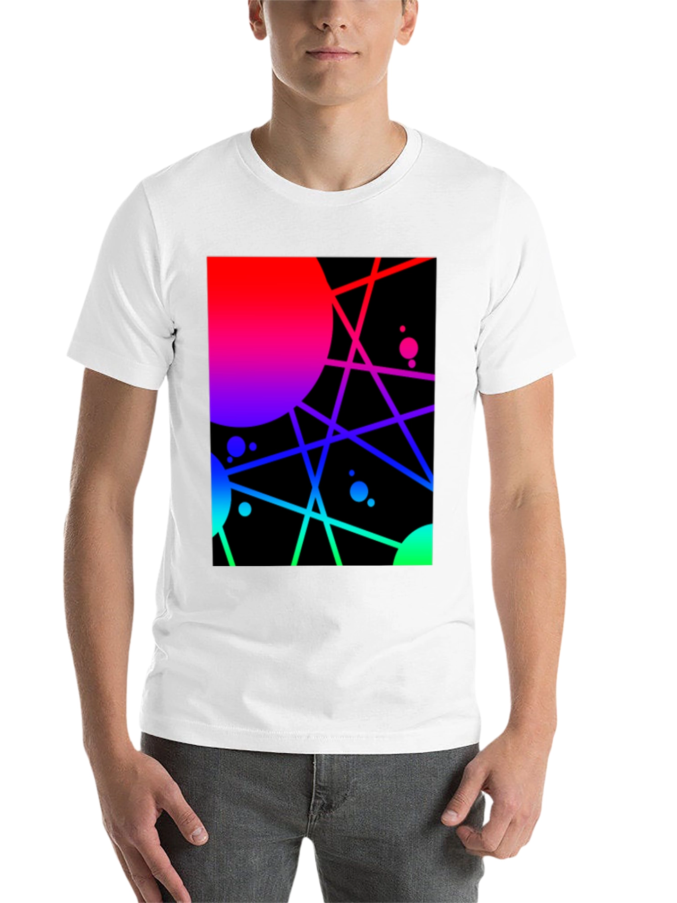 Black Abstract Geometric Graphic Tee - Vibrant Design view 14
