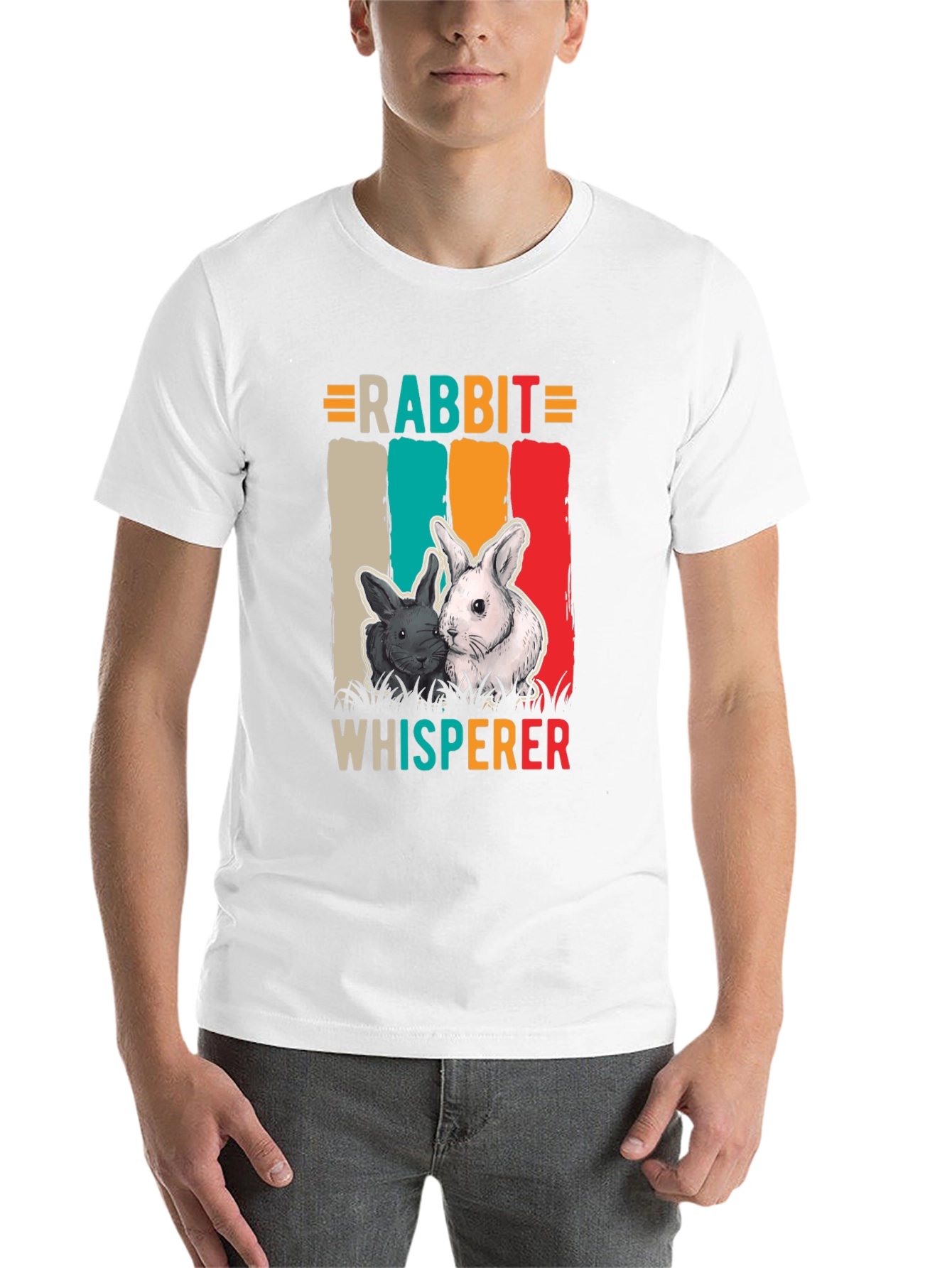 Black Rabbit Whisperer Graphic Tee - Unisex Cotton T-Shirt view 14