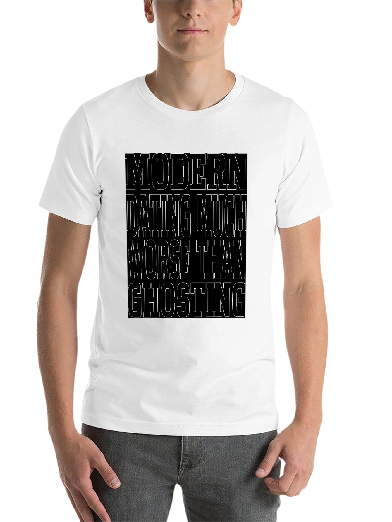 Black Modern Dating Ghosting Graphic Tee view 14