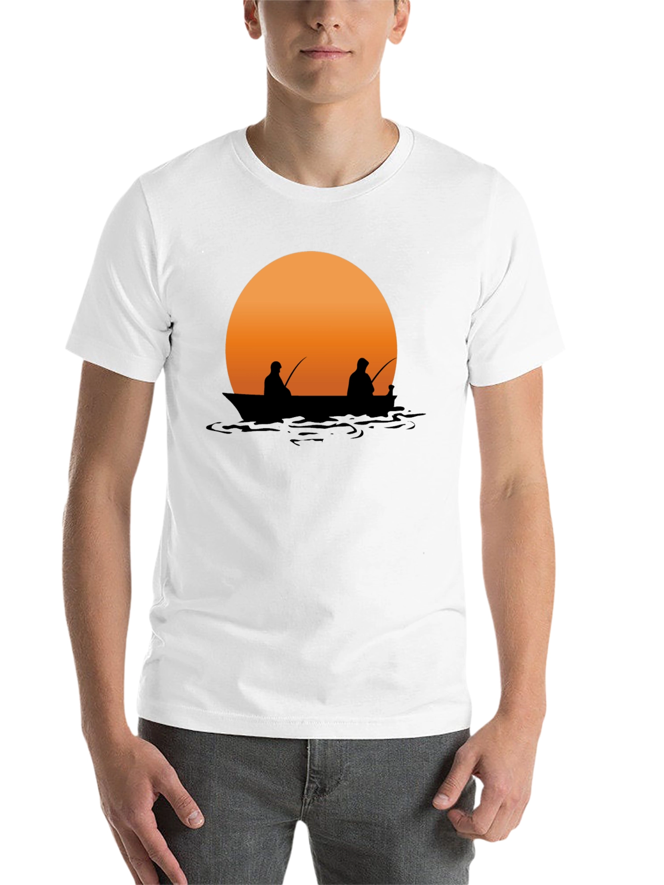 Black Sunset Fishing Graphic Tee - Relaxed Comfort view 14