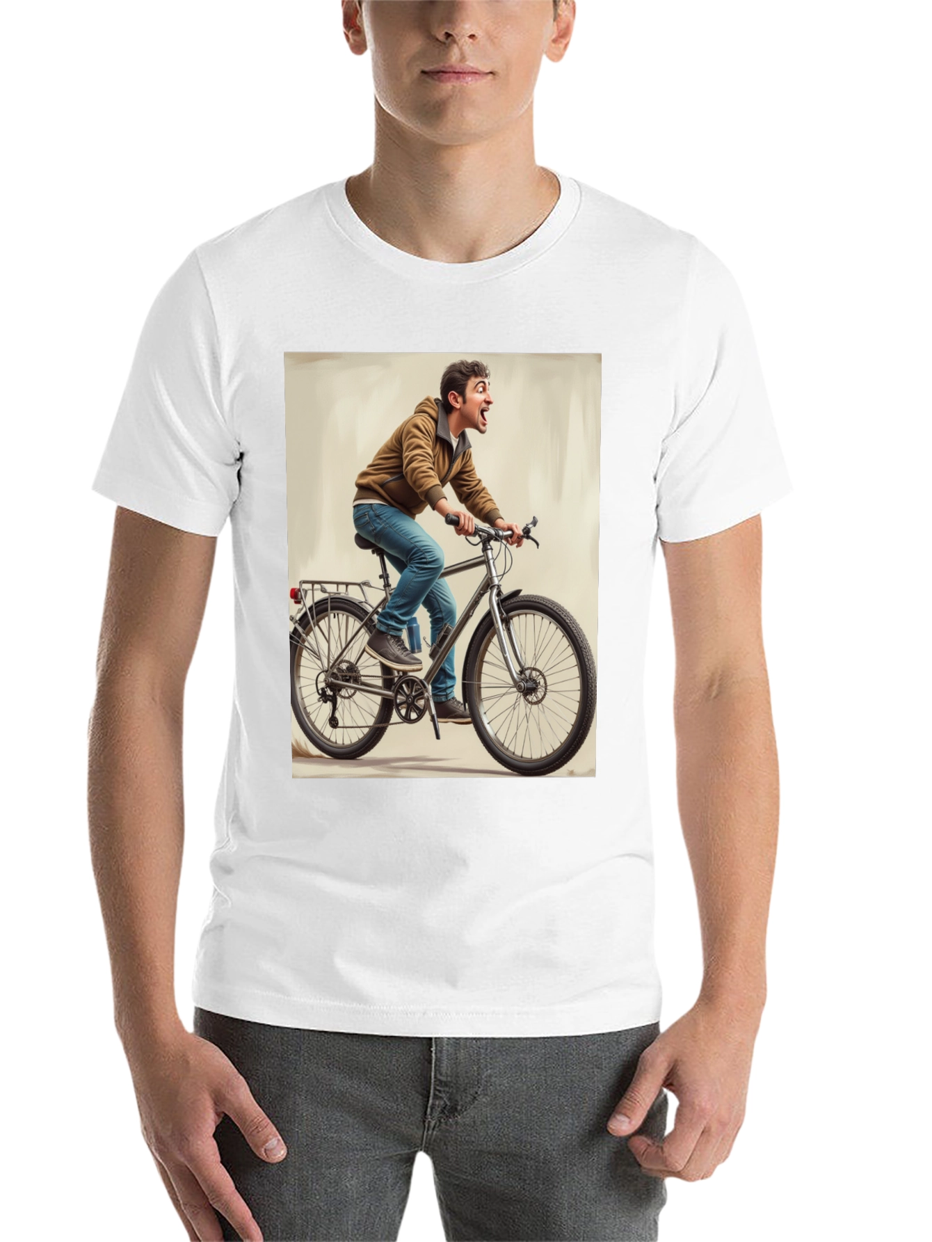 Black Funny Man on Bike Graphic Tee - Black view 14