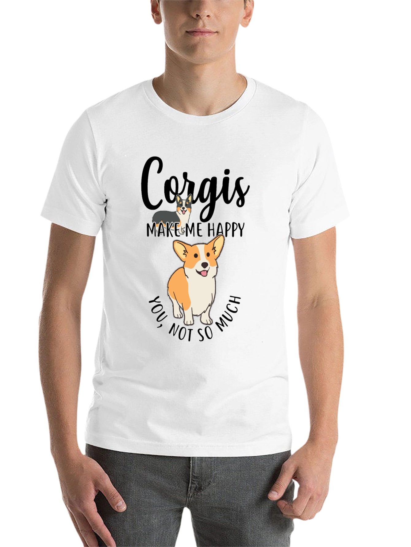Black Corgi Lover T-Shirt - Makes Me Happy Tee view 14