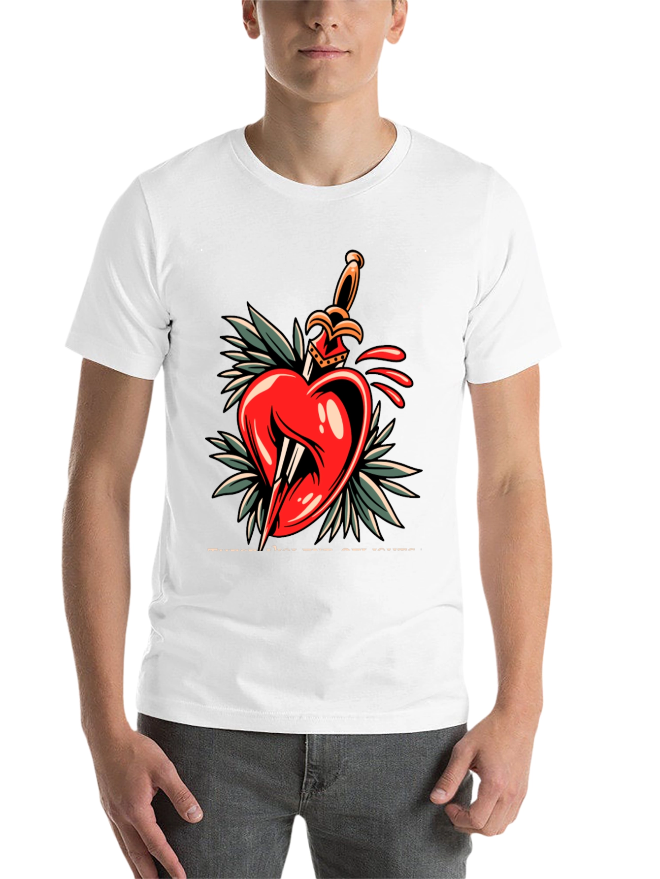 Black Heart & Dagger Graphic Tee - Edgy Streetwear Style view 14
