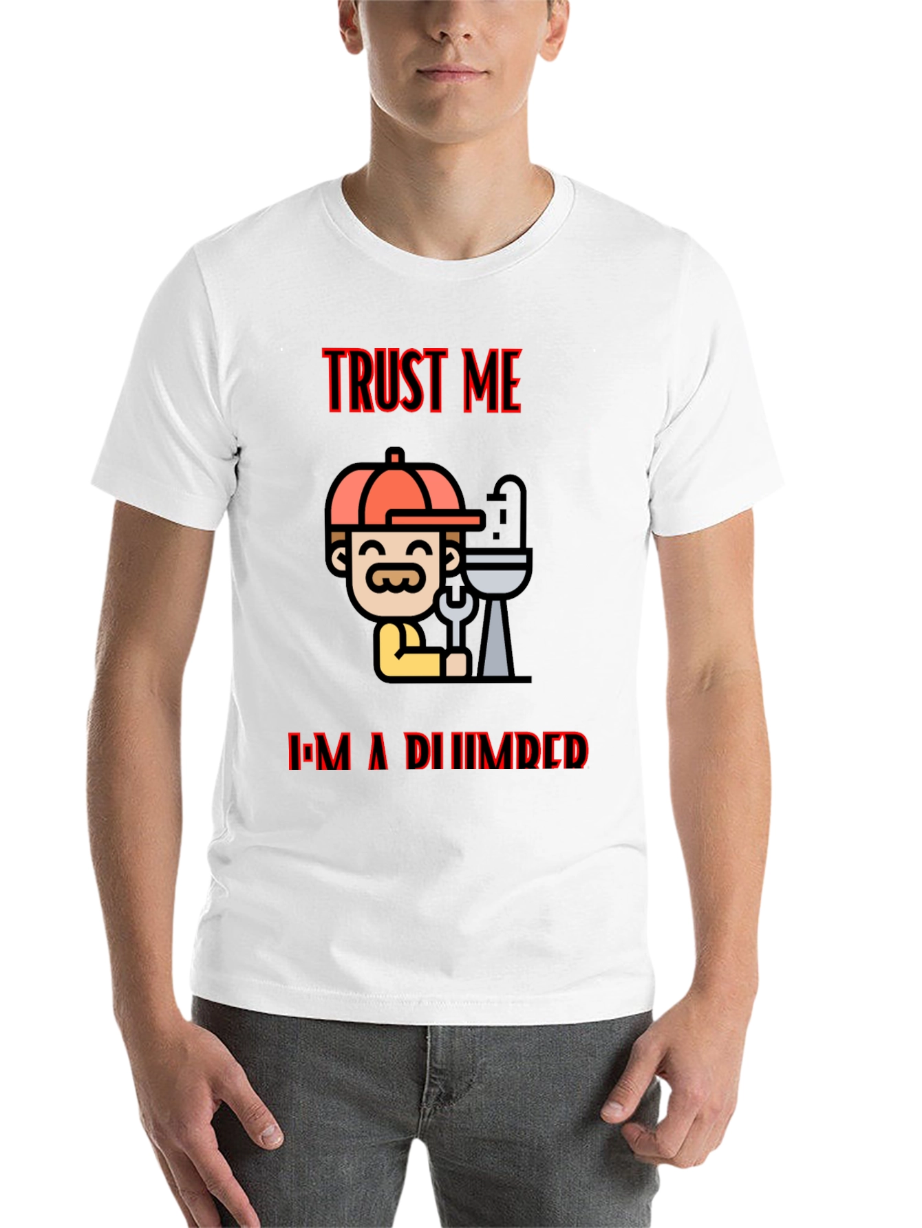 Black Trust Me I'm A Plumber Black T-Shirt view 14