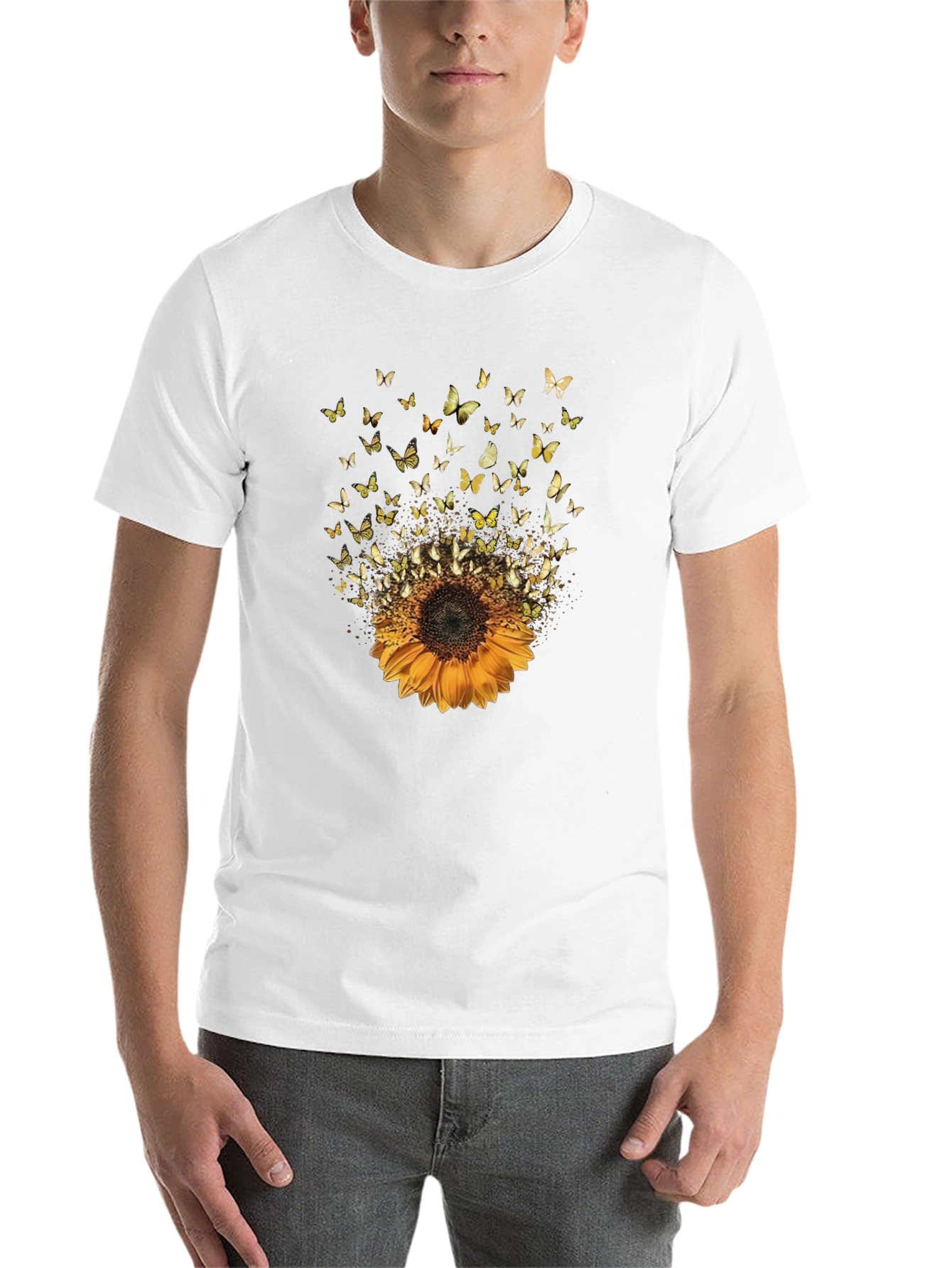 Black Sunflower Butterfly Graphic Tee - Casual Style view 14