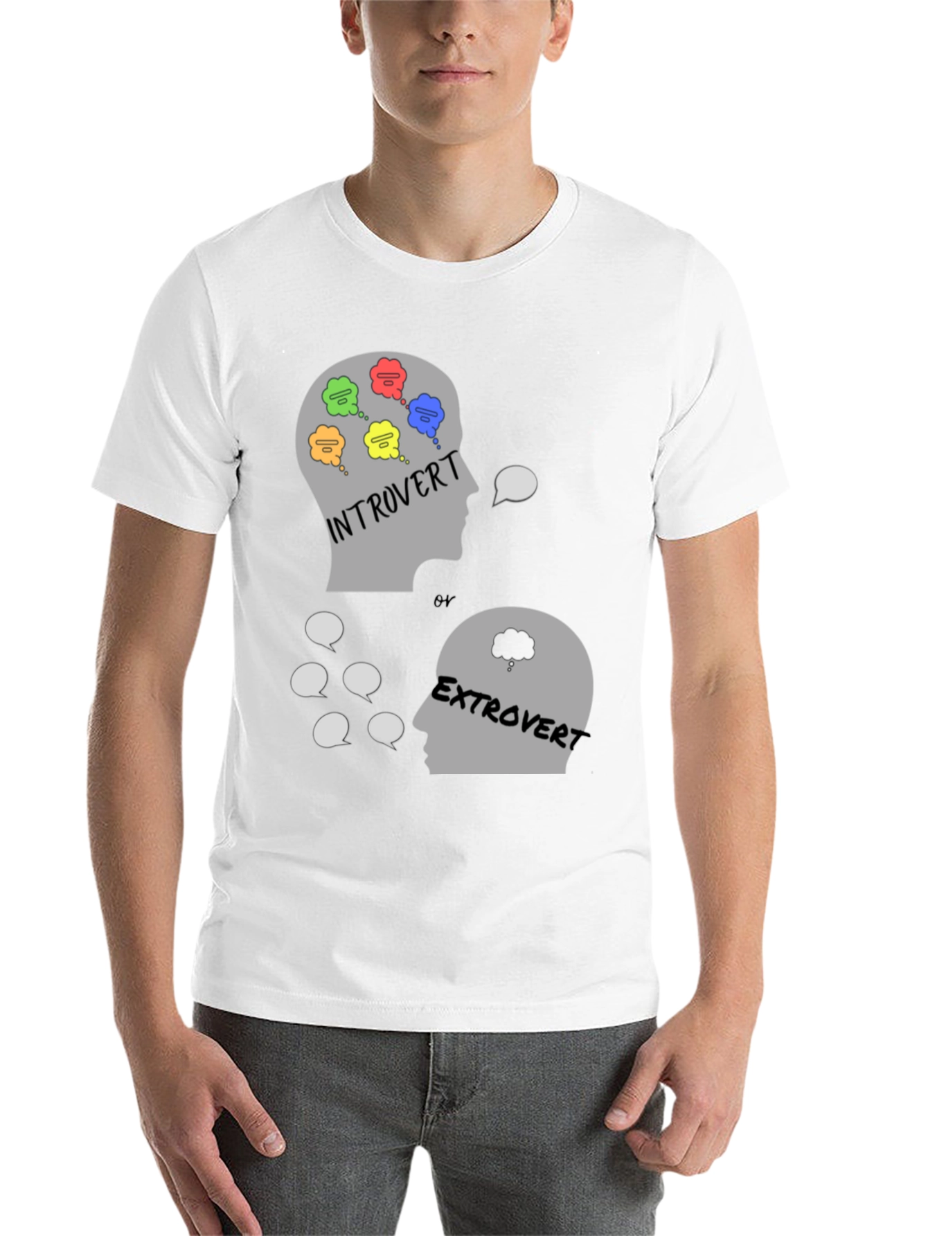 Black Introvert vs. Extrovert Graphic Tee view 14