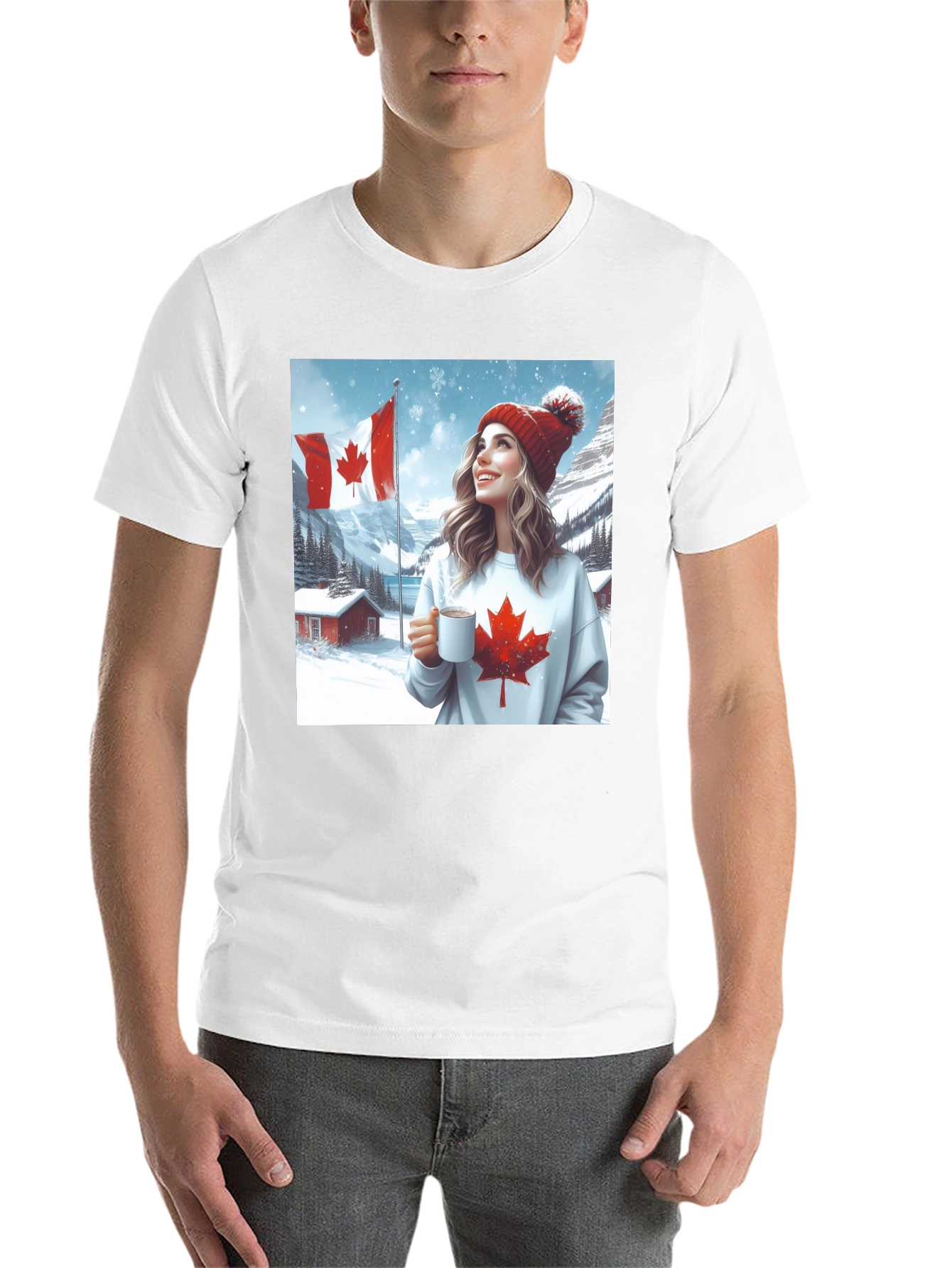 Black Cozy Canadian Winter T-Shirt view 14