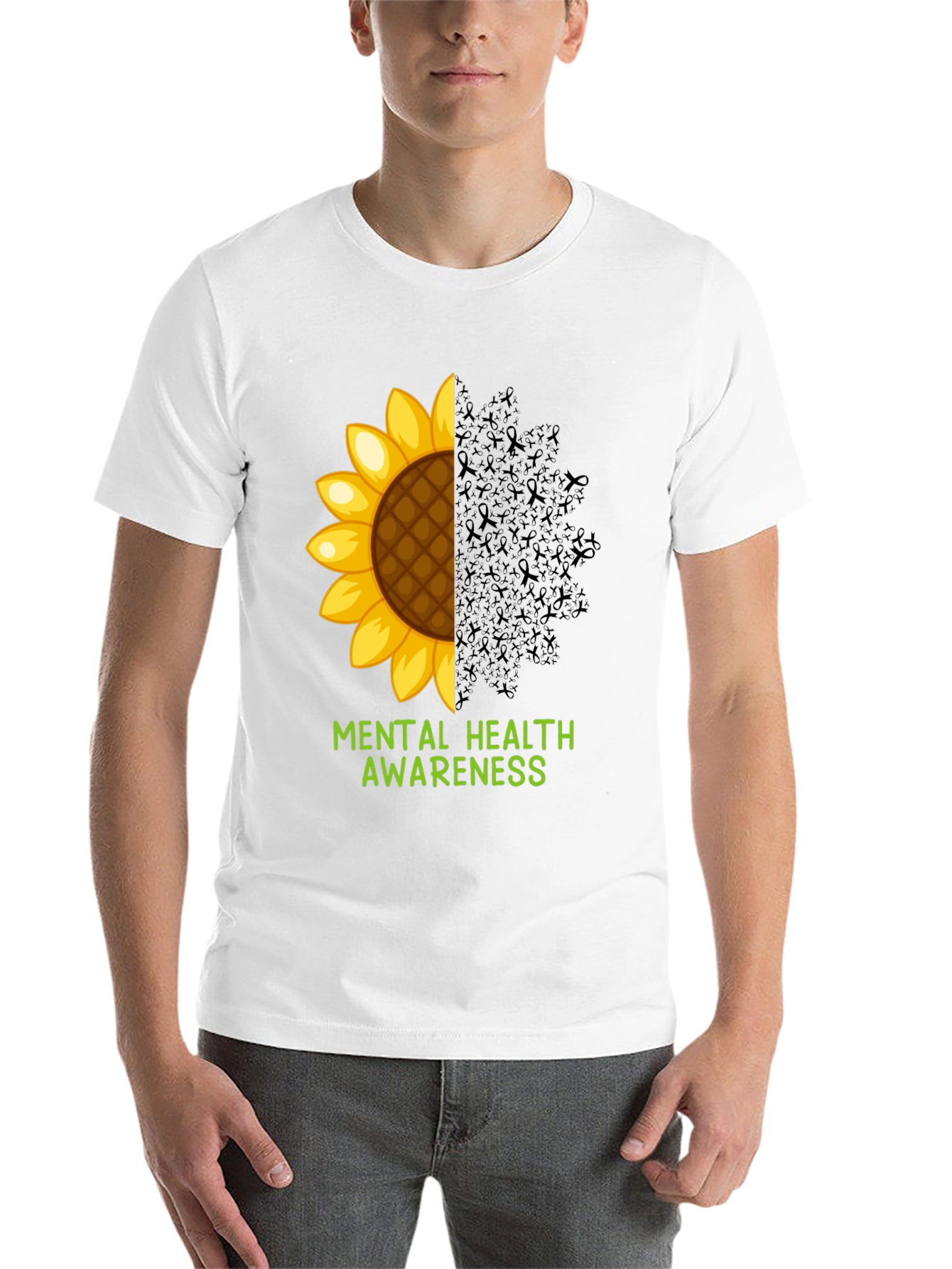 Black Mental Health Awareness Sunflower T-Shirt view 14