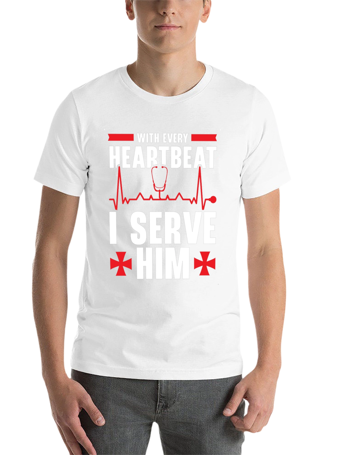 Black With Every Heartbeat I Serve Him Graphic T-Shirt view 14