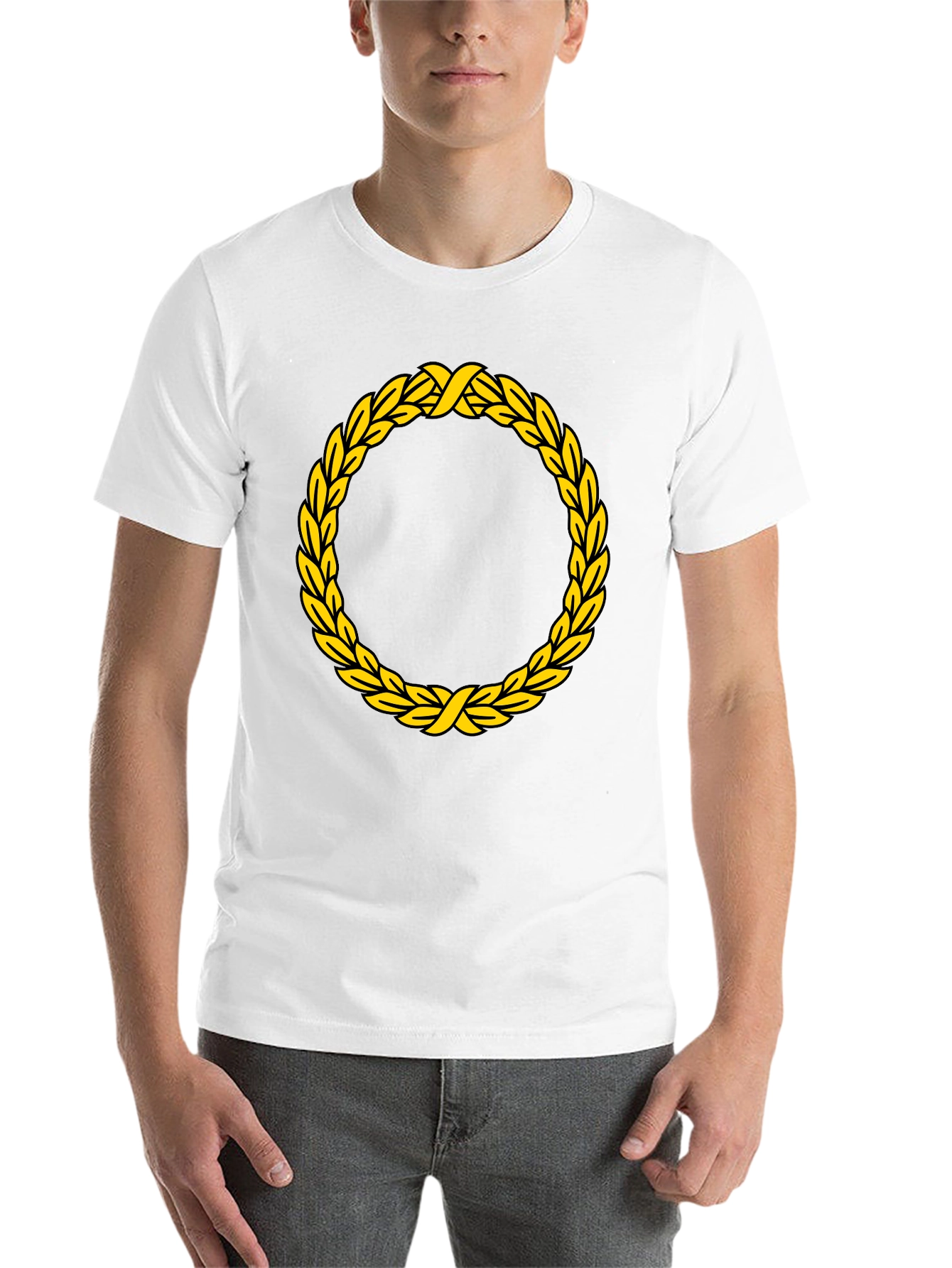 Black Black T-Shirt with Golden Wreath Design view 14