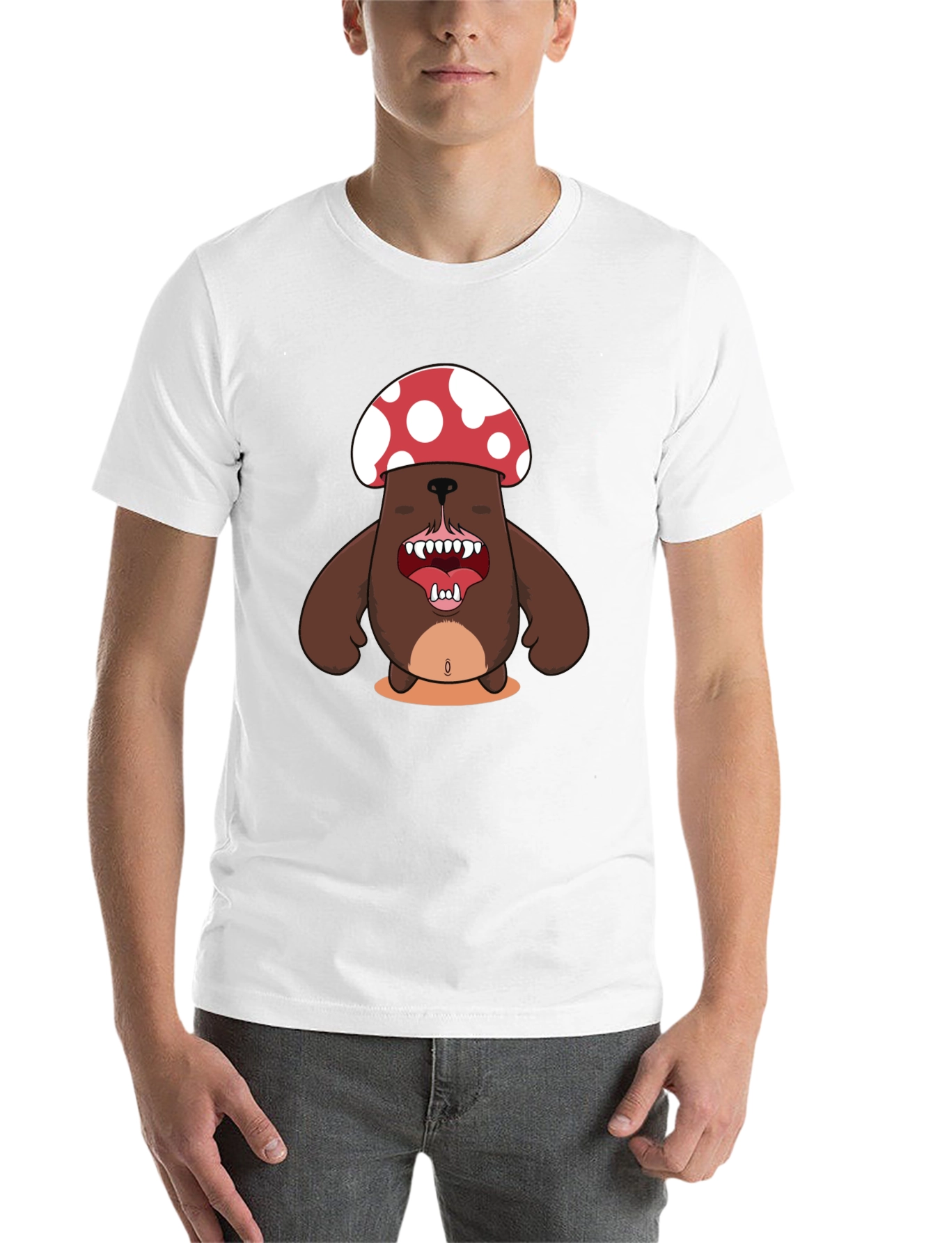 Black Mushroom Bear Graphic Tee - Unique Funny Design view 14