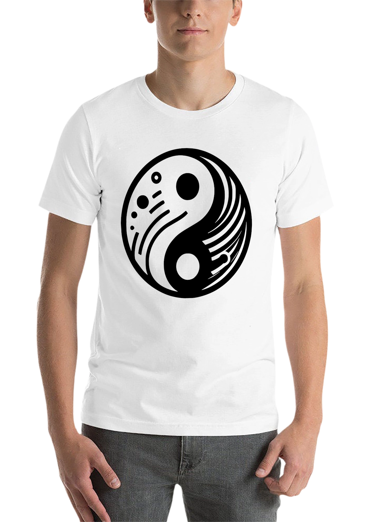 Black Yin Yang Graphic Black T-Shirt view 14