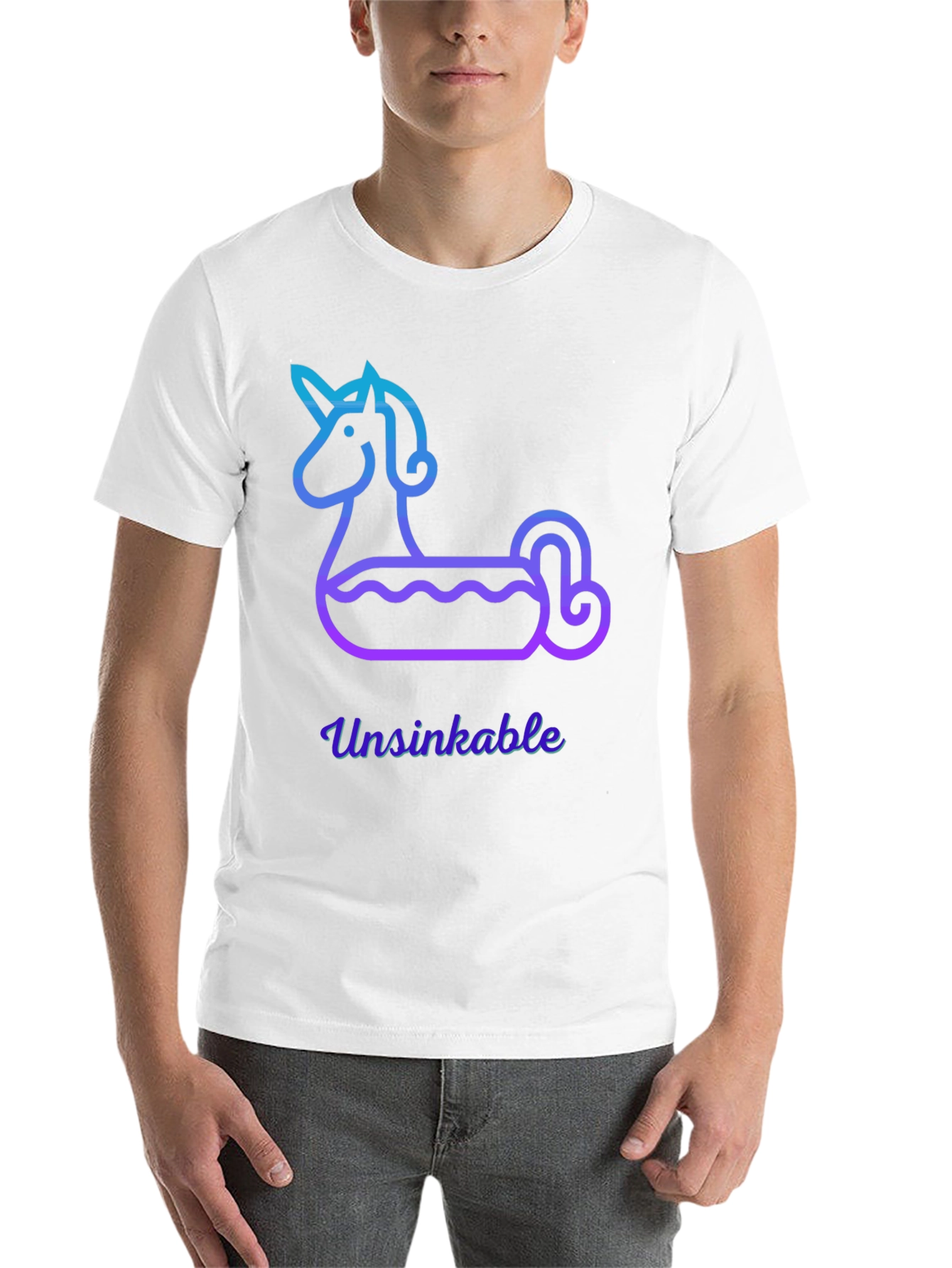 Black Unsinkable Unicorn Pool Float Tee view 14