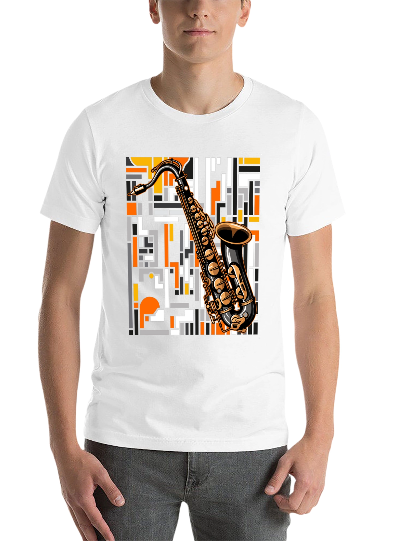 Black Saxophone Graphic Print T-Shirt - Black view 14