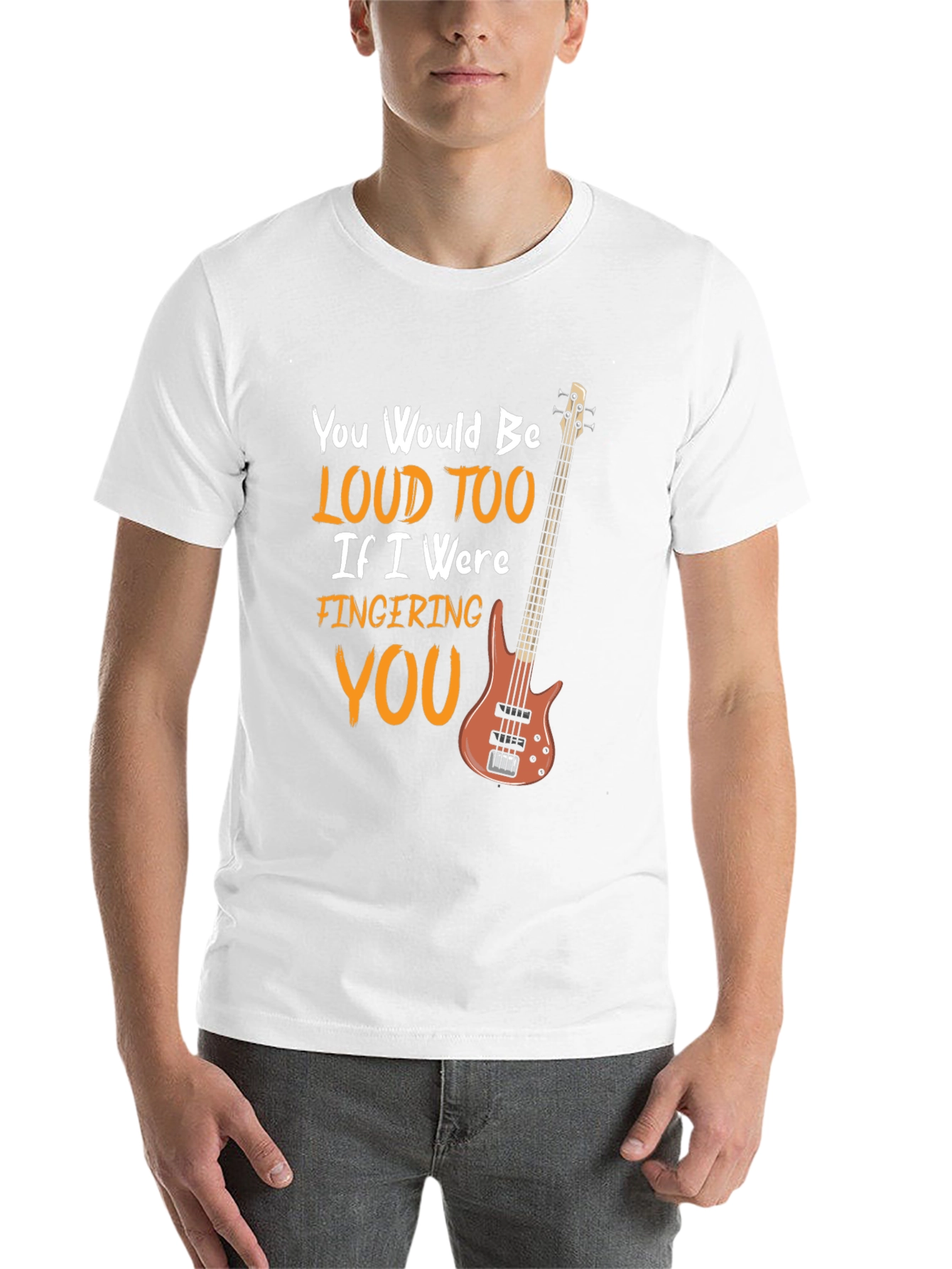 Black Loud Too Funny Bass Guitar Musician Black T-Shirt view 14