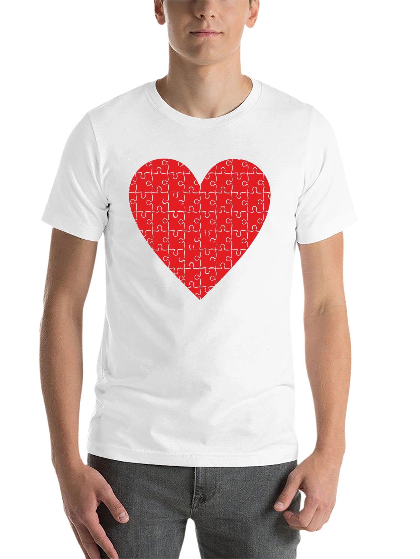 Black Puzzle Heart Tee - Black Cotton Blend view 14