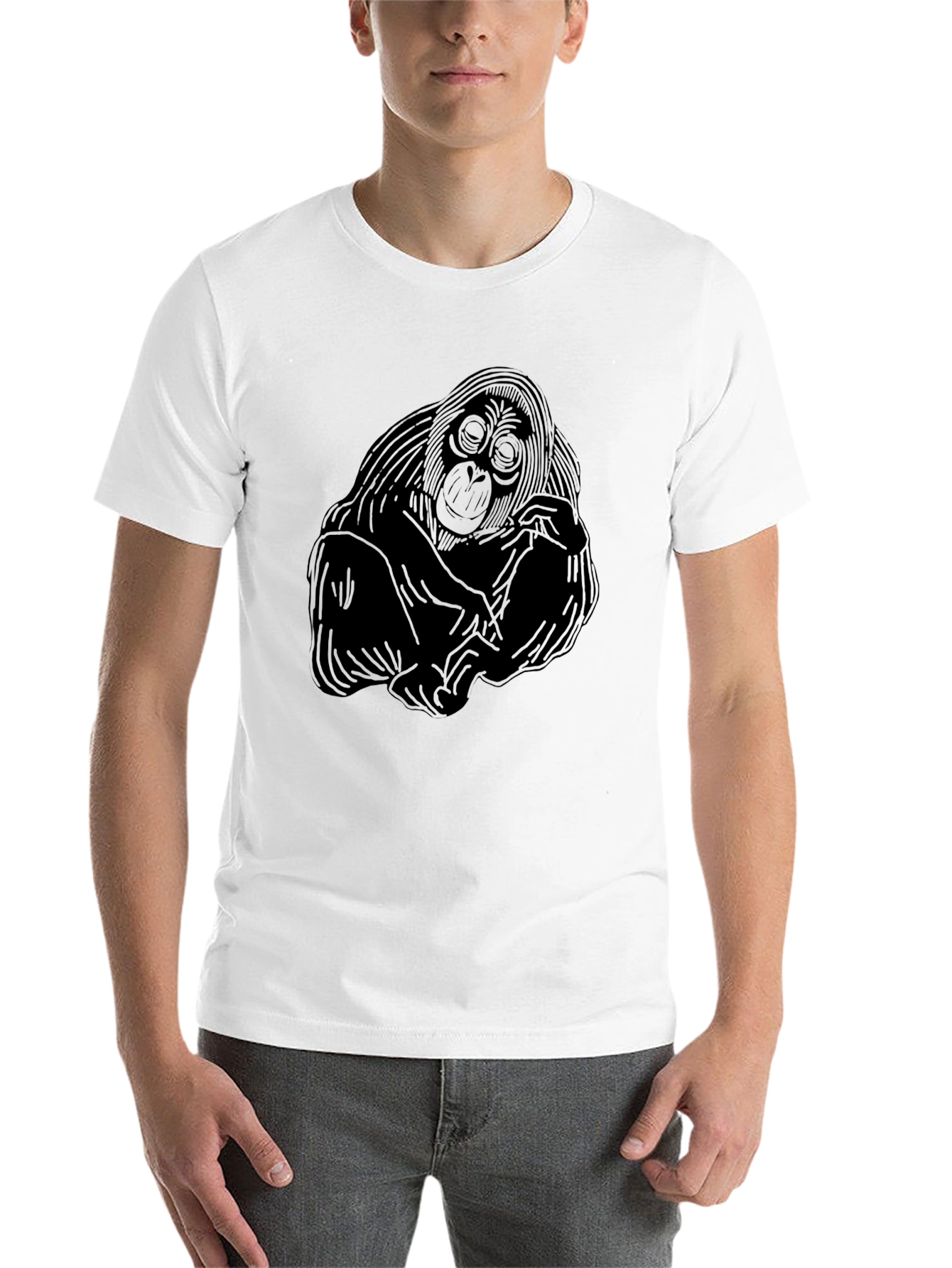 Black Orangutan Graphic Tee - Black Cotton Blend view 14