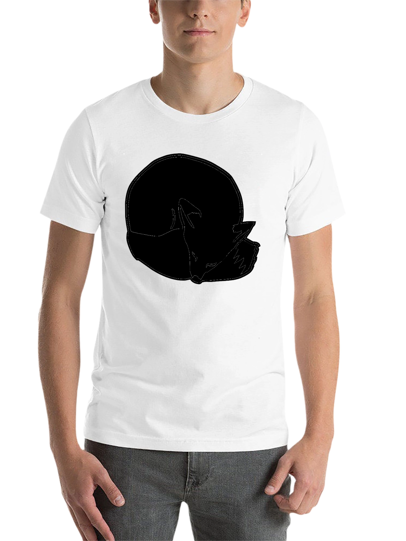 Black Fox Outline Graphic Tee - Minimalist Style view 14