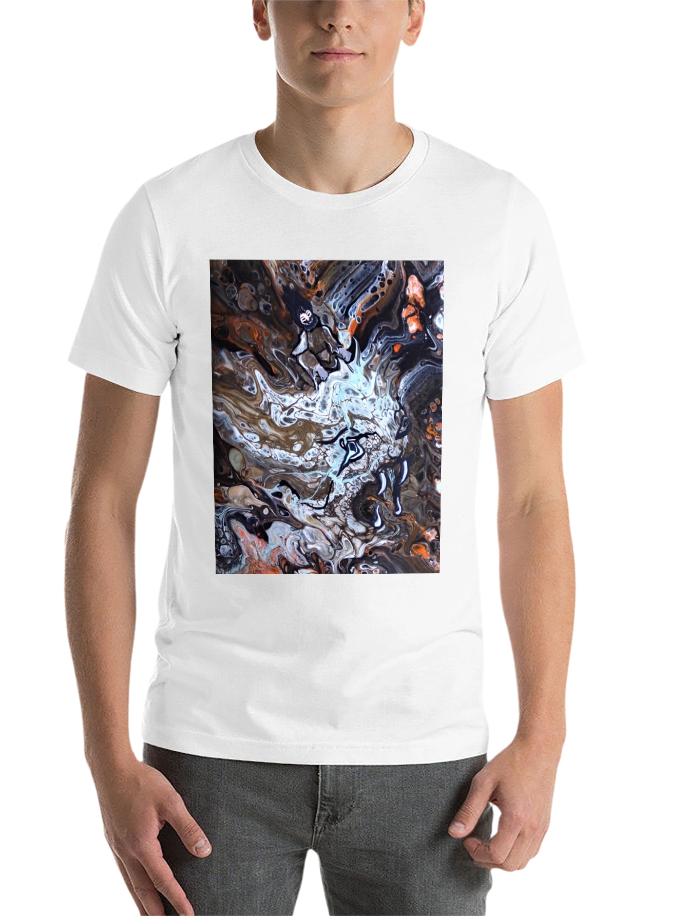 Black Abstract Art Graphic Tee - Black view 14