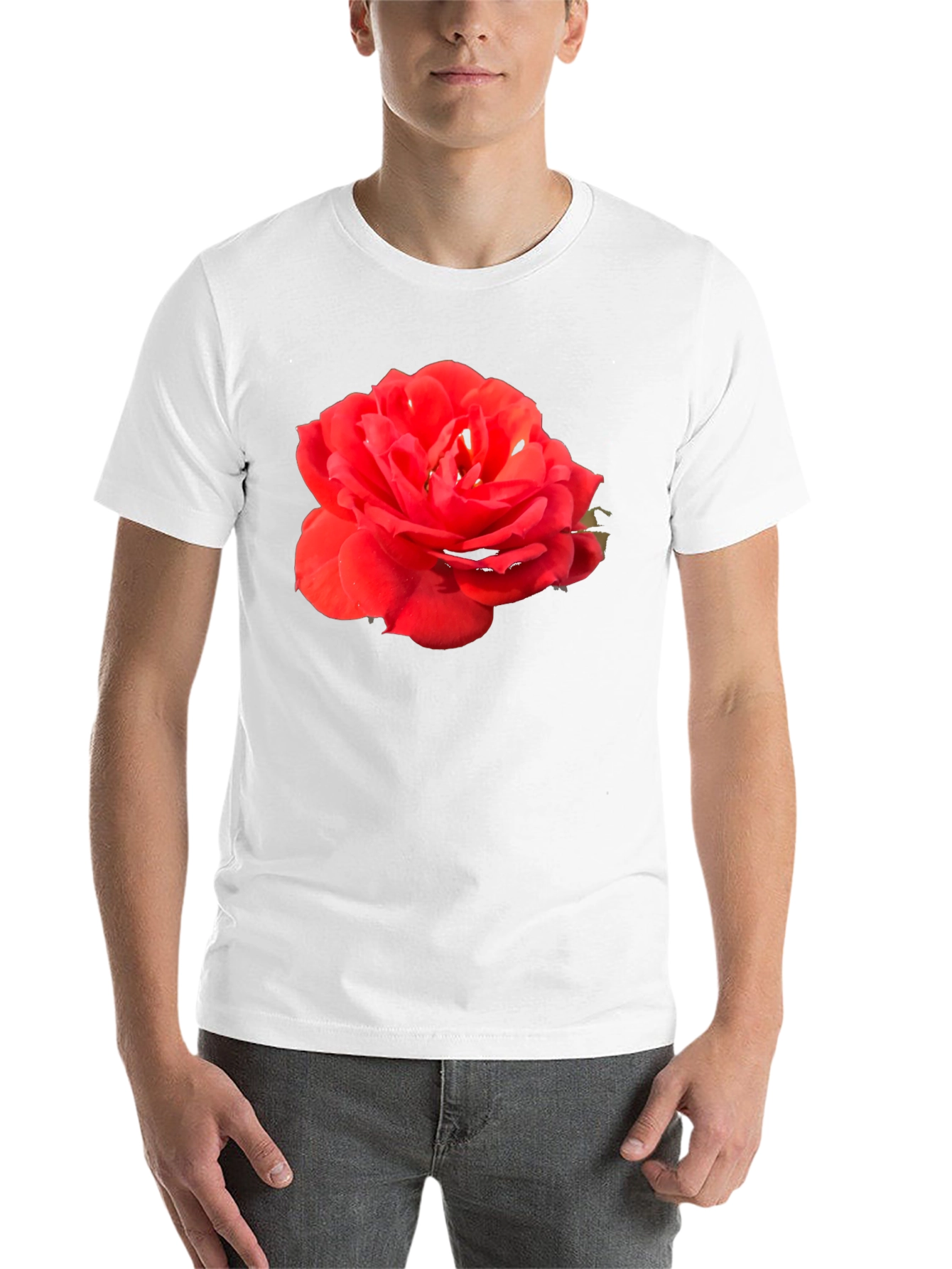 Black Red Rose Graphic Tee - Classic Black Cotton T-Shirt view 14
