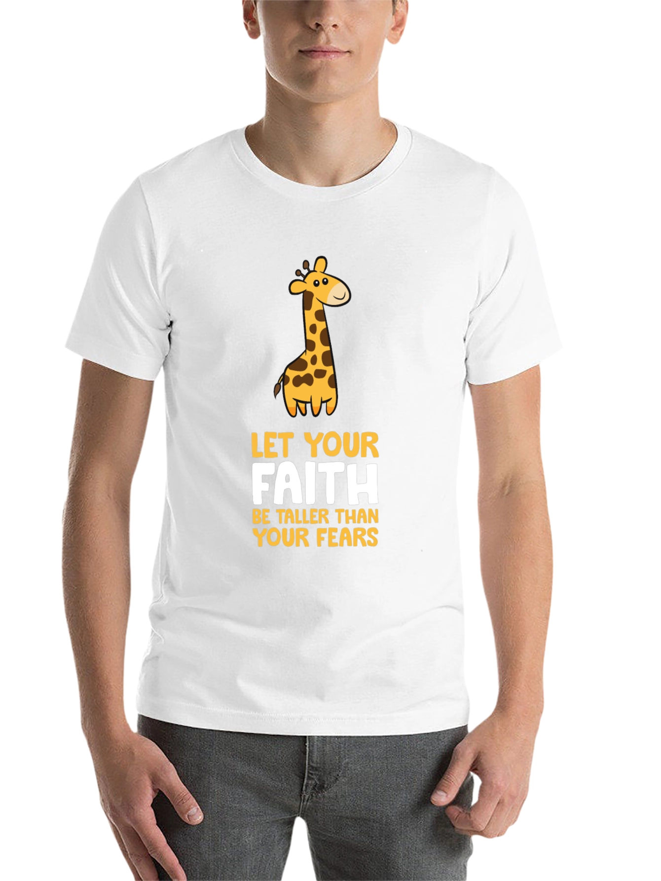 Black Faith Giraffe Graphic Tee - Unisex Black T-Shirt view 14