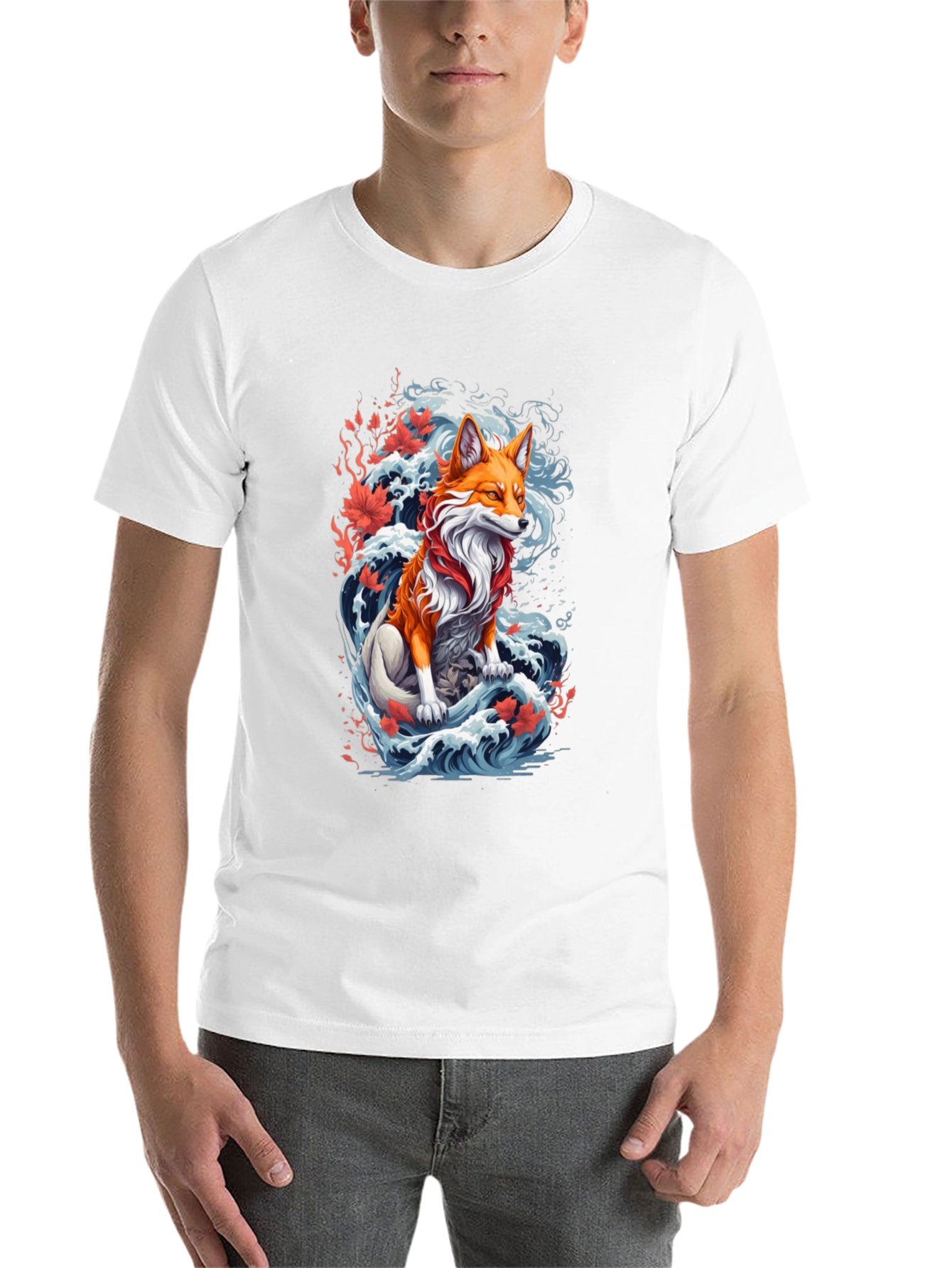 Black Fox Wave Graphic Tee - Unique Animal Design view 14