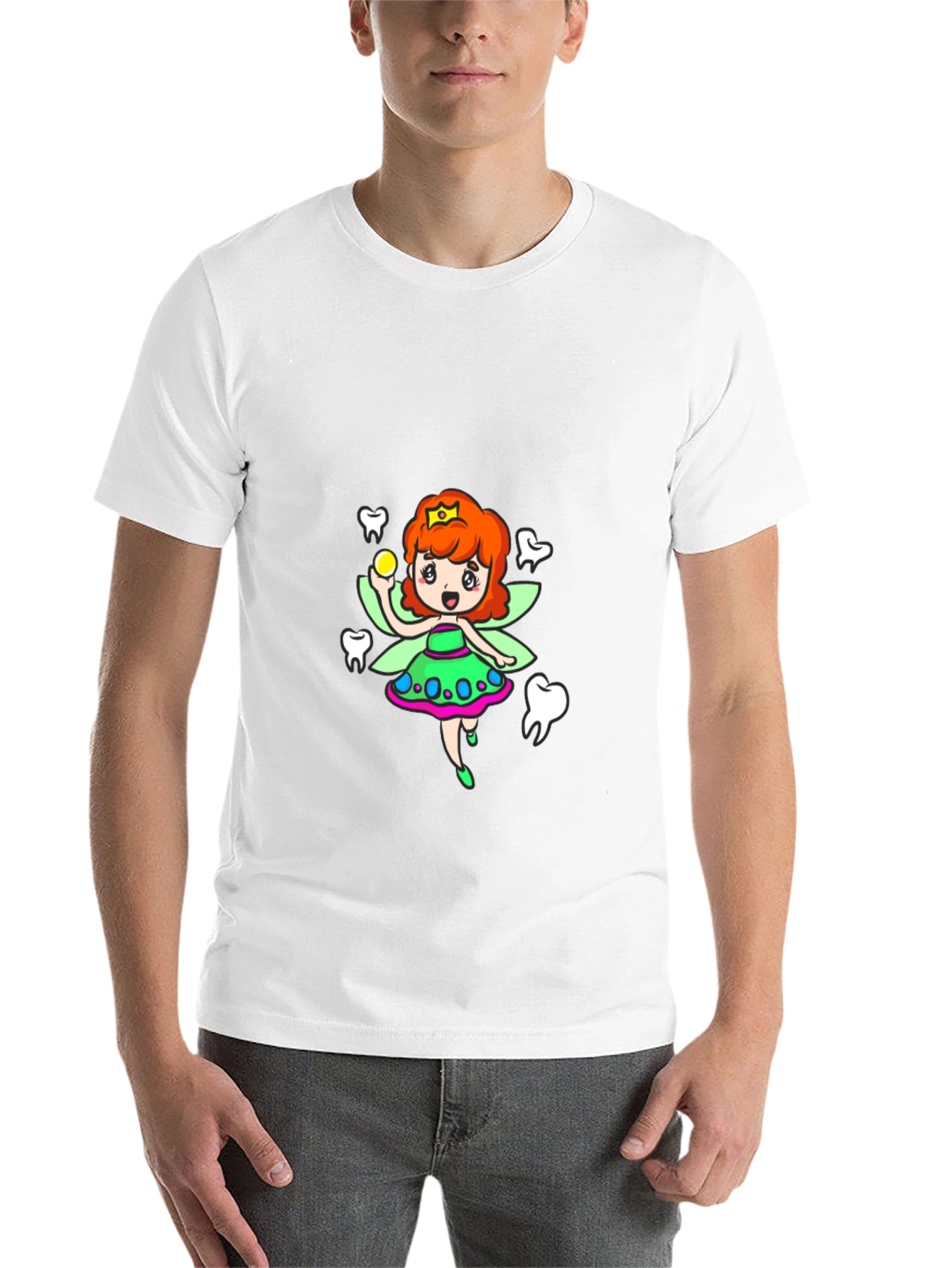 Black Tooth Fairy Cartoon Graphic T-Shirt view 14