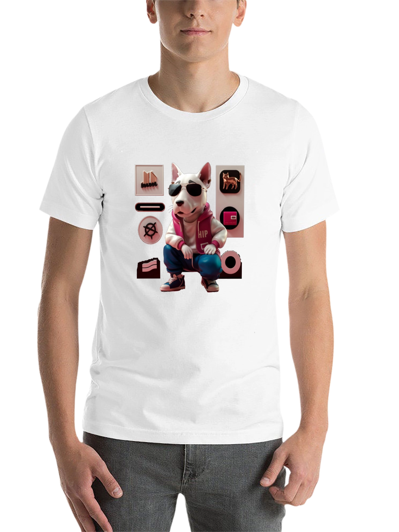 Black Cool Dog Graphic Tee - Urban Hipster Style view 14