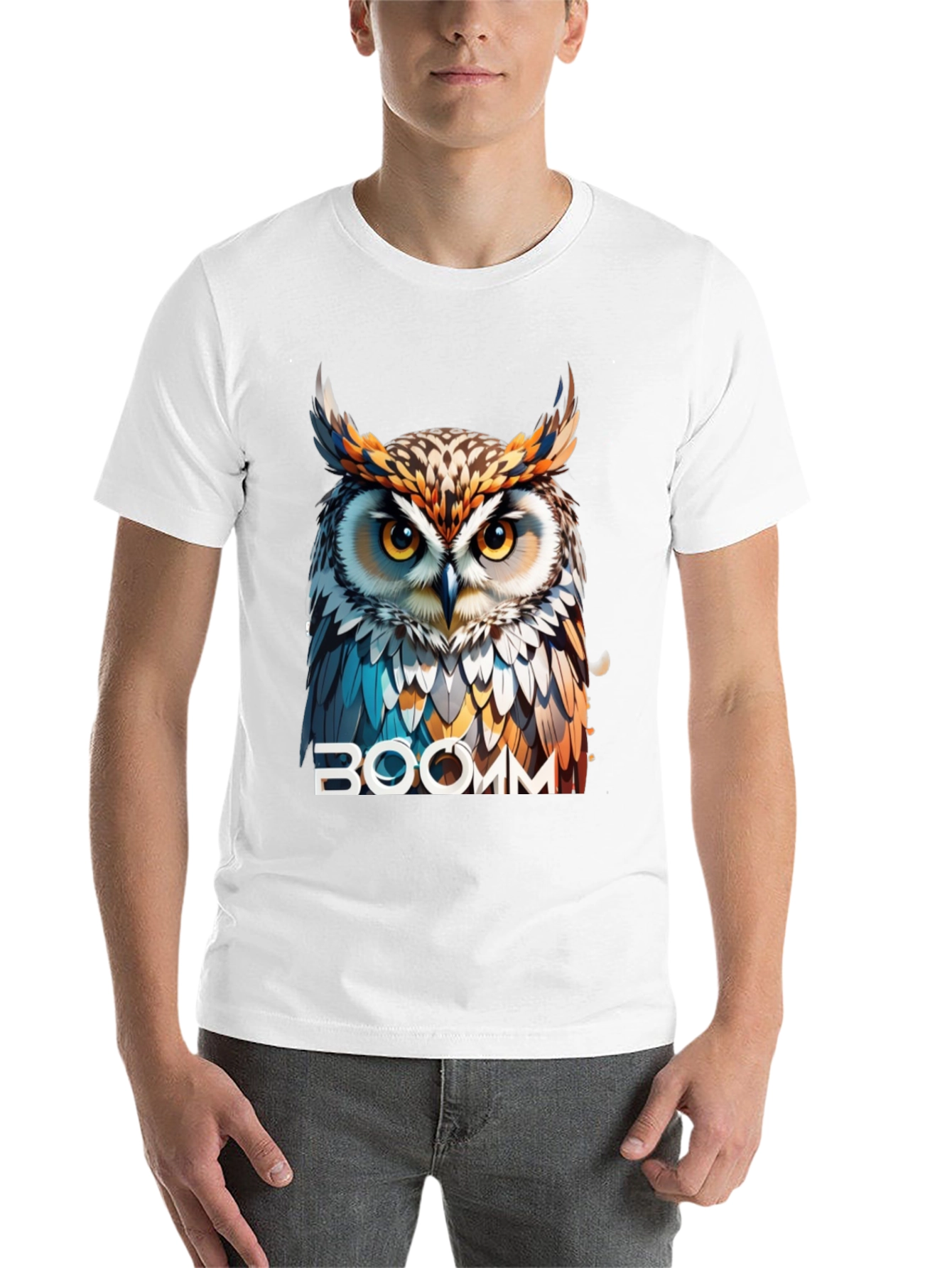 Black Owl Graphic T-Shirt - "BOOMM" Design view 14