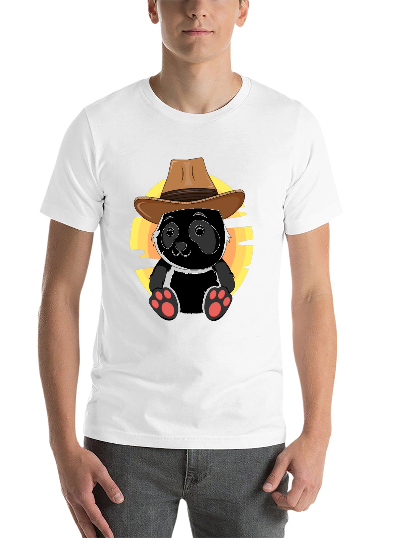 Black Panda Cowboy T-Shirt - Cute Graphic Tee view 14