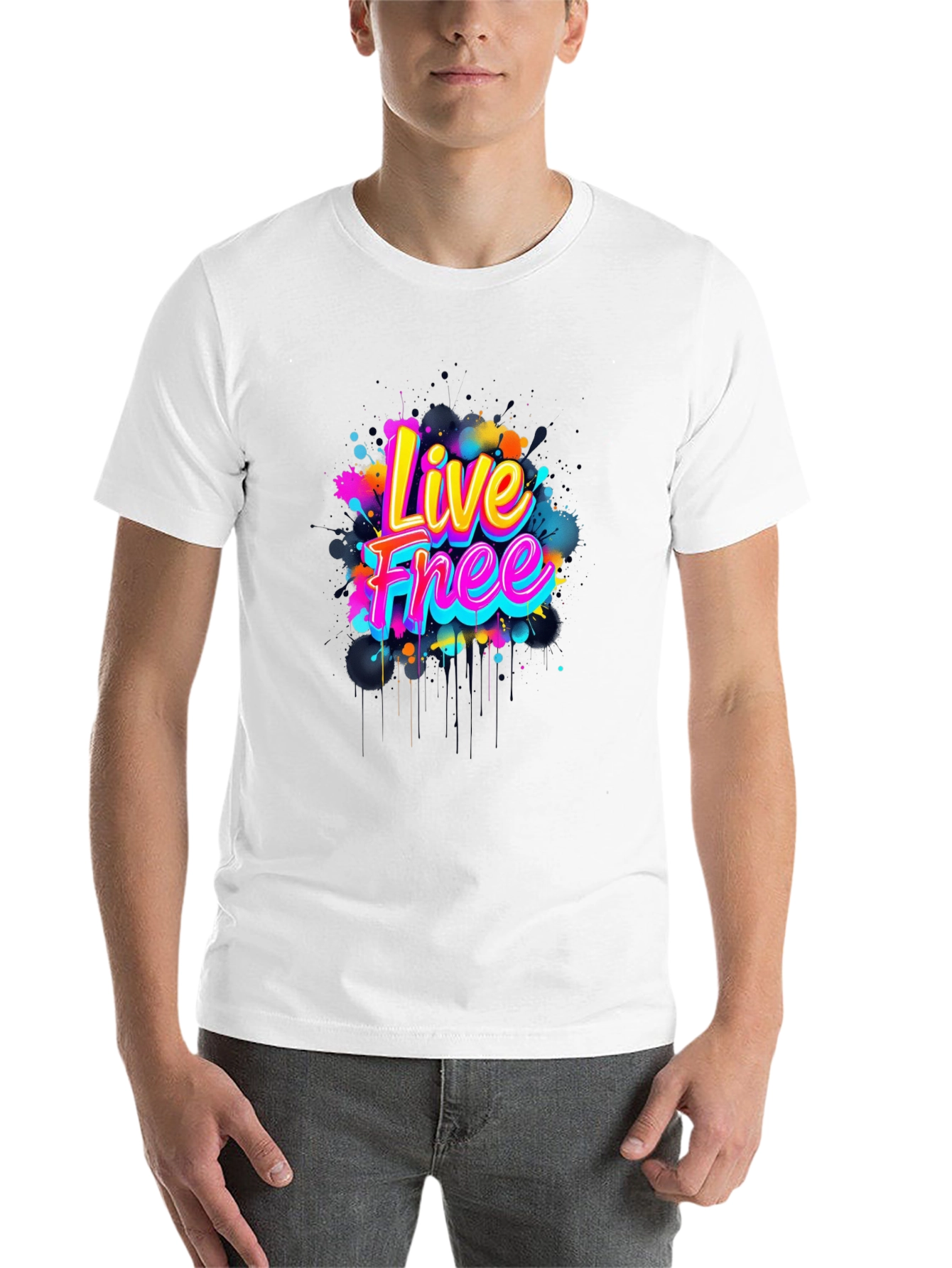 Black Live Free Graphic Tee - Vivid Design view 14